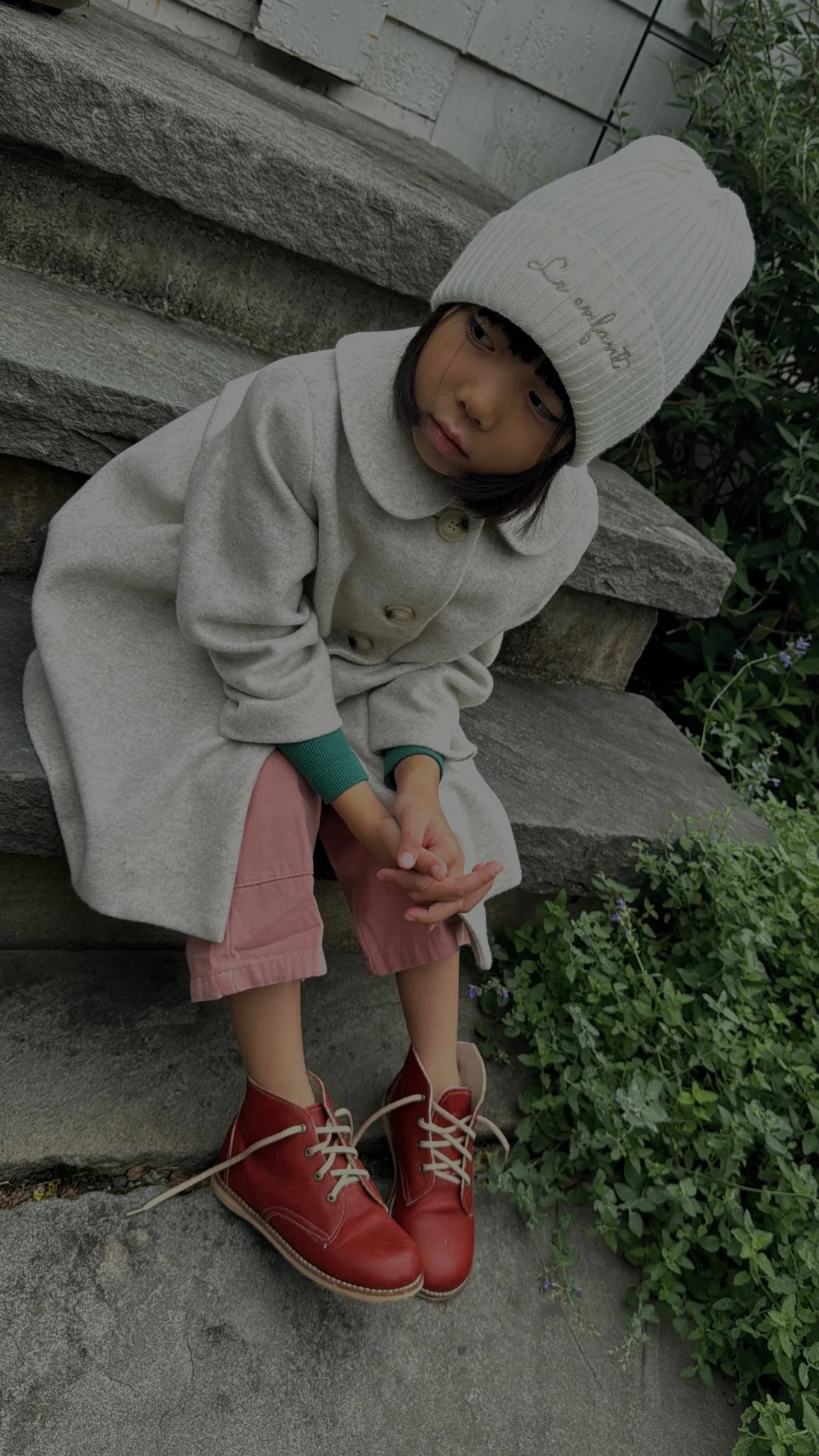 Le Enfant Wide Ribbed Beanie - Cream - Image 2