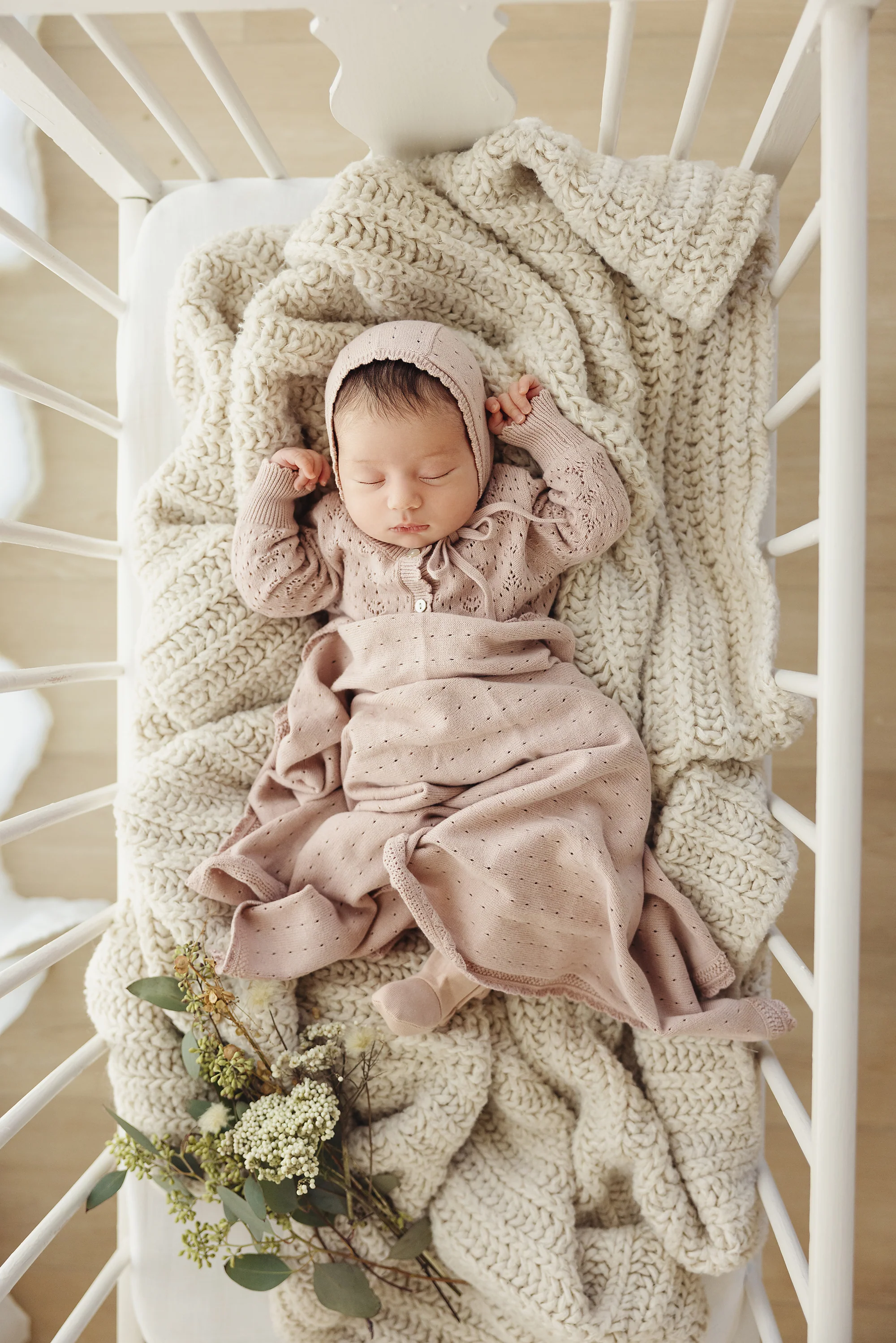 Lil Leg Knit Footie + Cardi 3PC Set - Pink - Image 2
