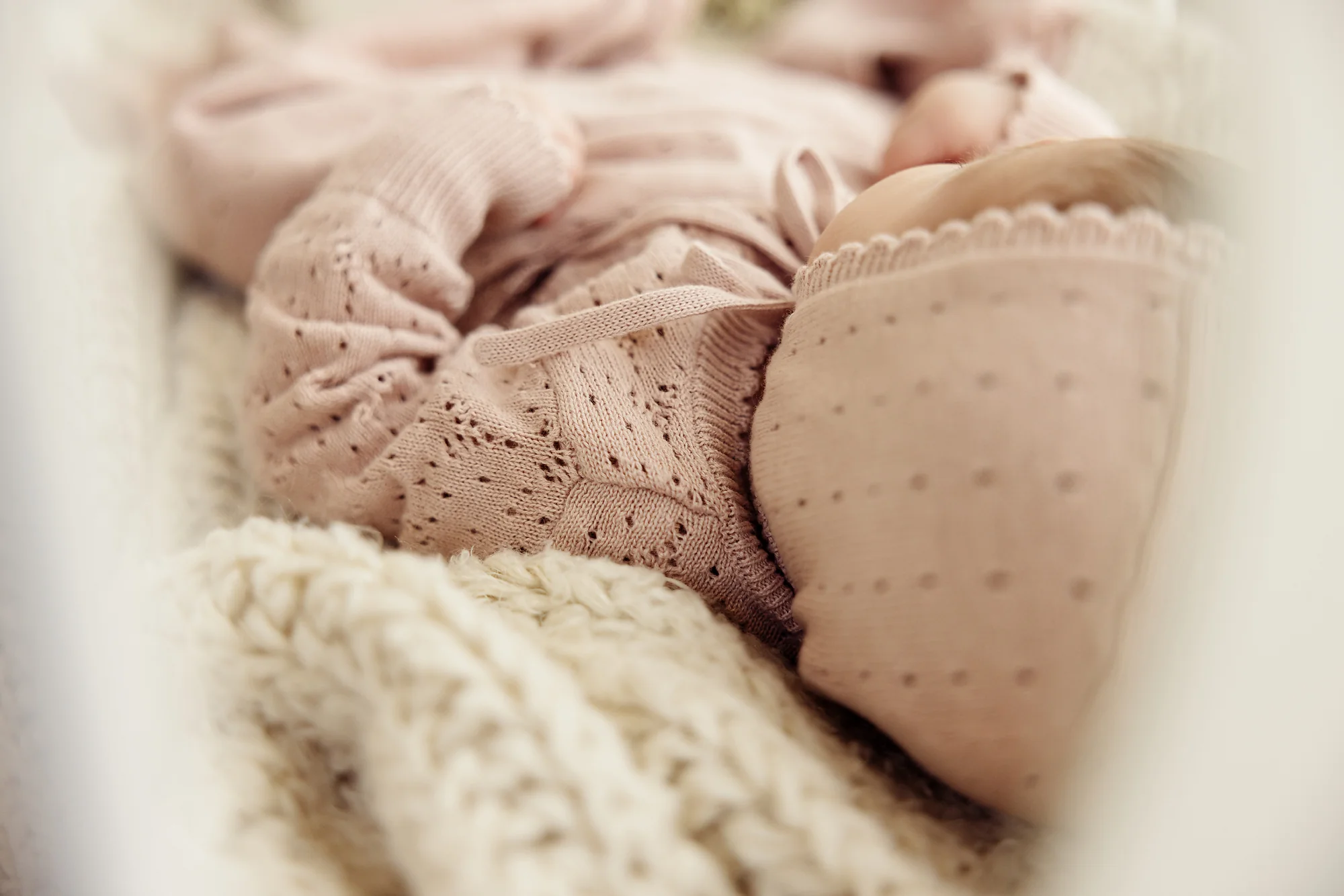 Lil Leg Knit Footie + Cardi 3PC Set - Pink - Image 3