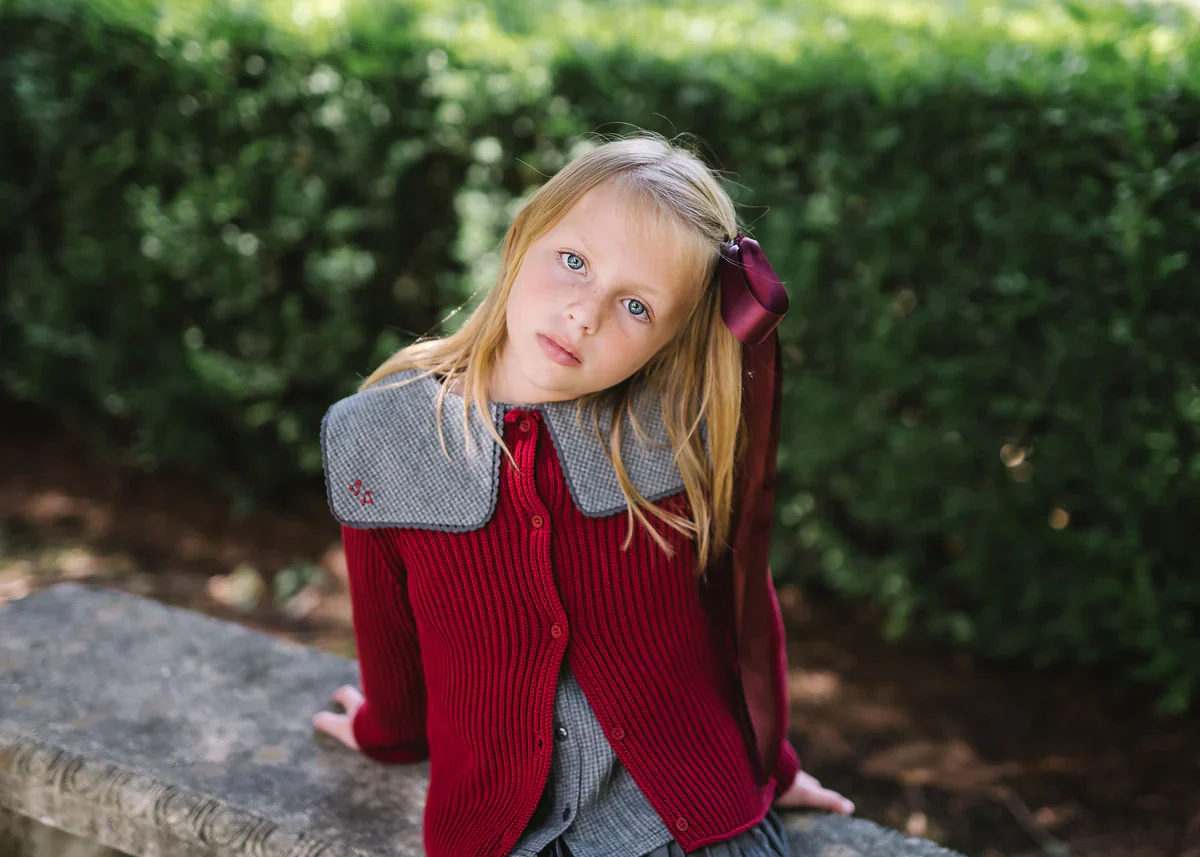 Lil Legs Basic Cardigan - Deep Red - Image 2