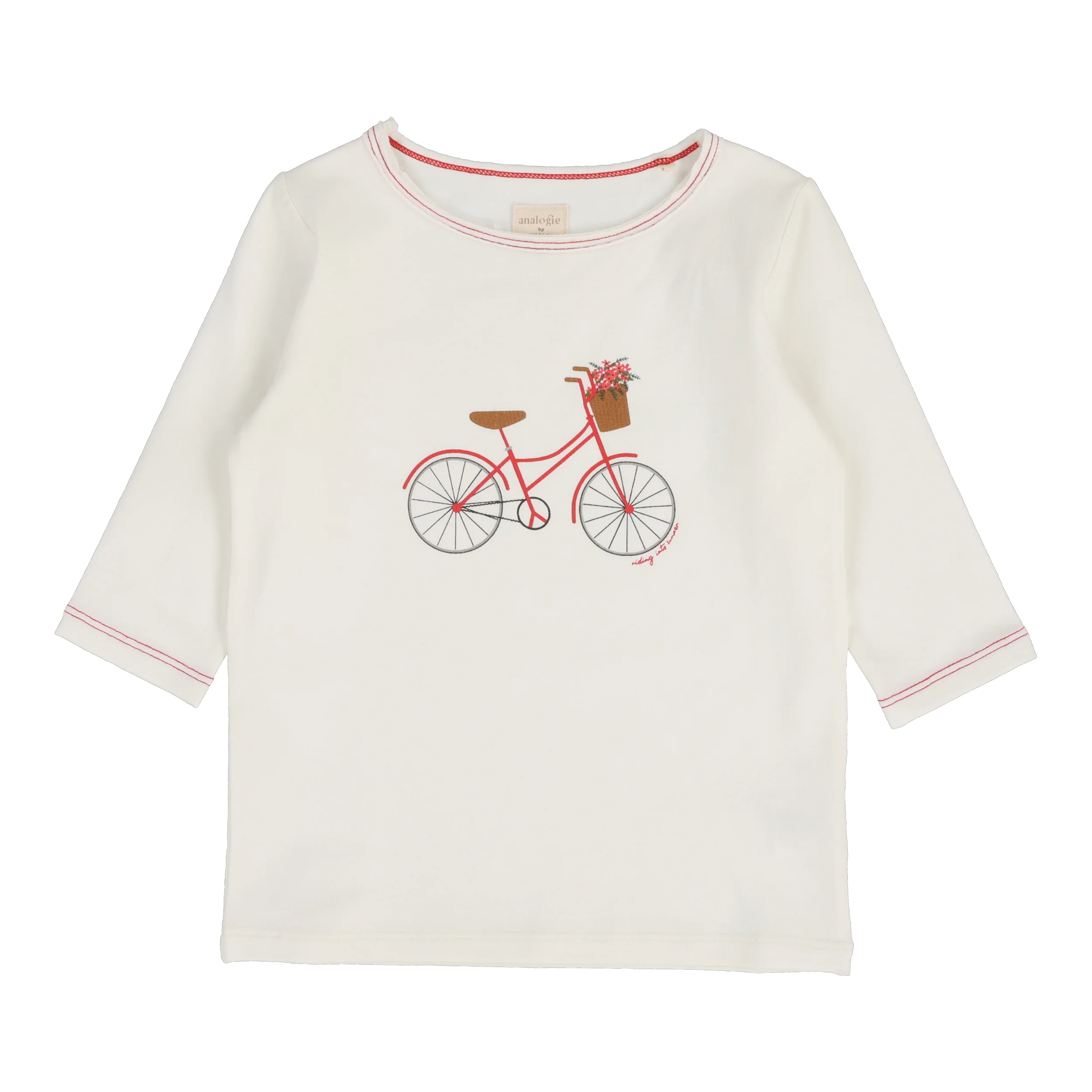 Lil Legs Bike Girls Three Quarter Sleeve Tee - White