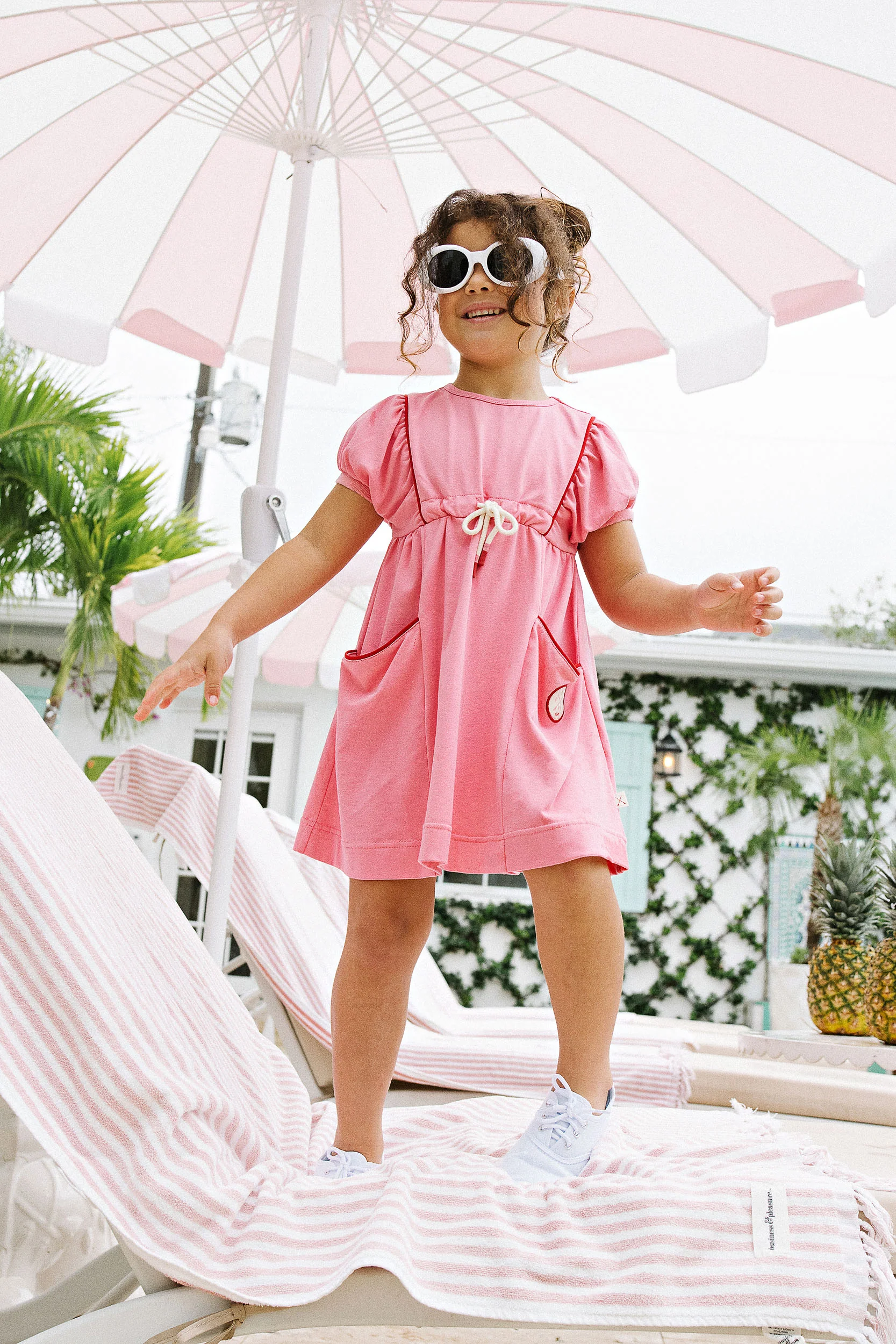 Lil Legs Boating Crew Dress - Fresh Pink (Short Sleeve) - Image 2