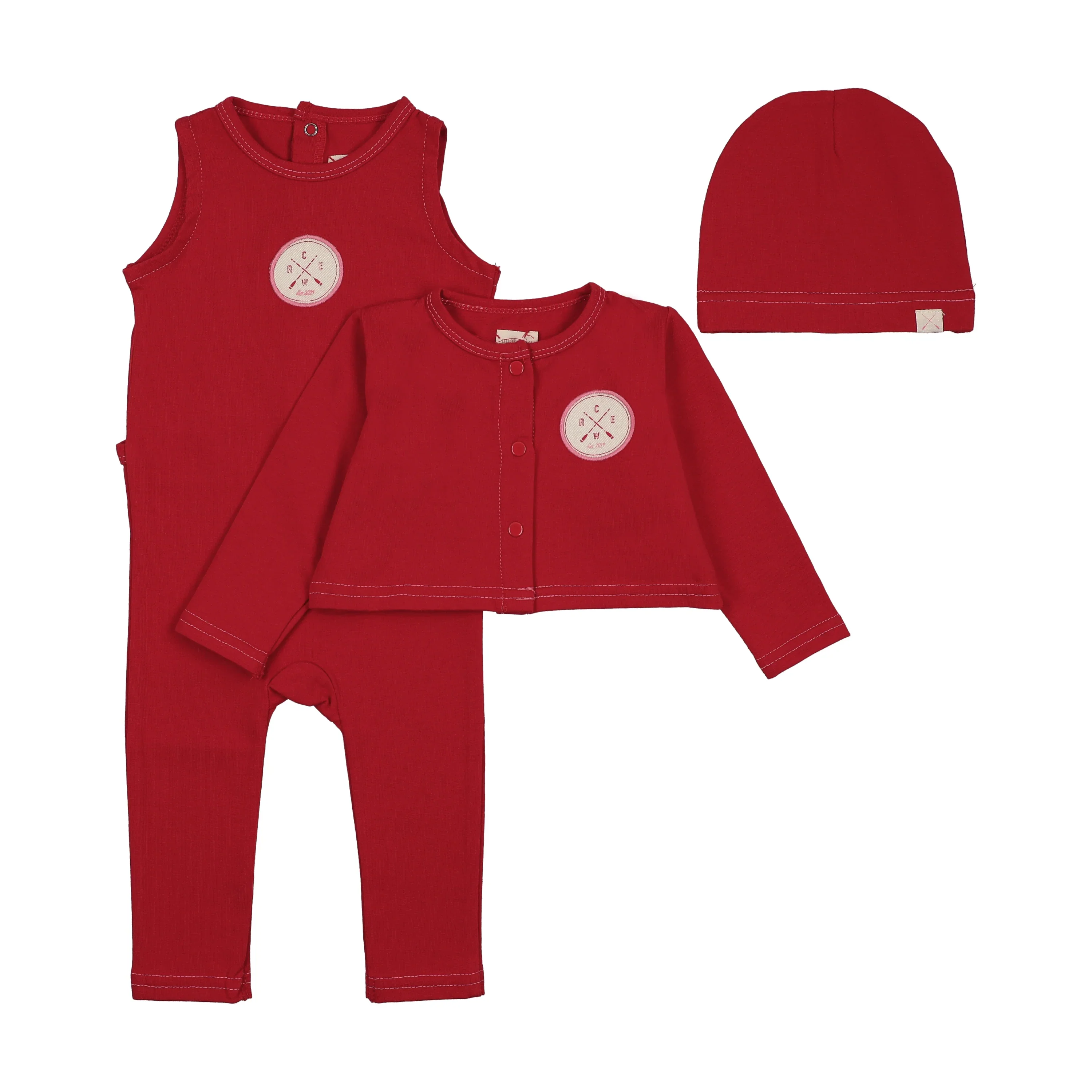 Lil Legs Boating Crew Footie with Cardi - Red