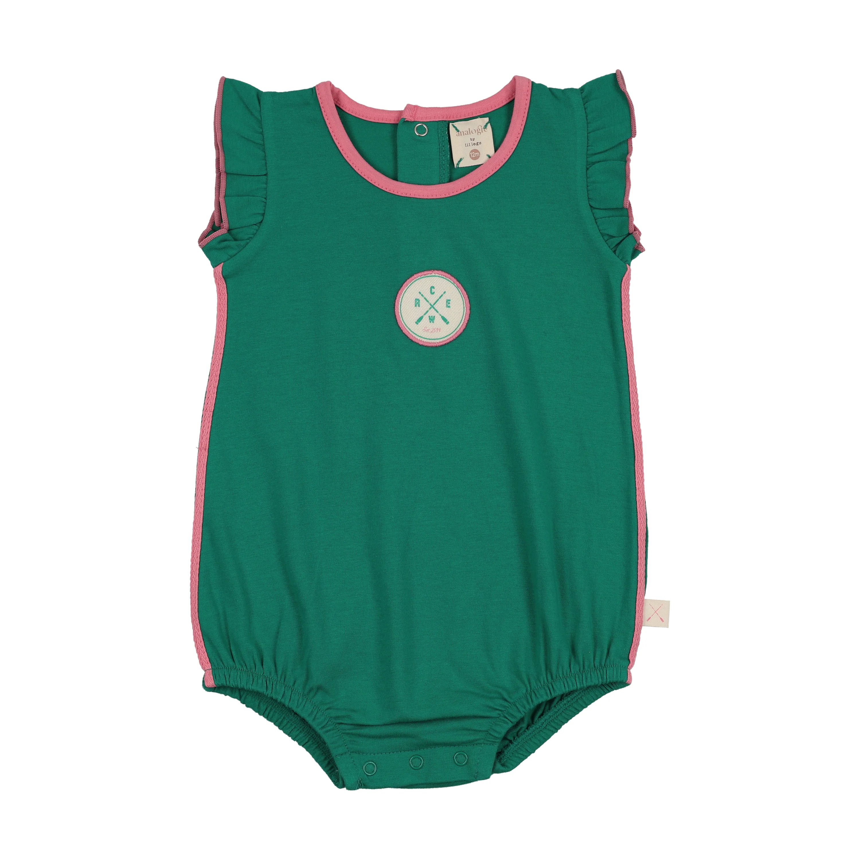 Lil Legs Boating Crew Girls Romper - Electric Green