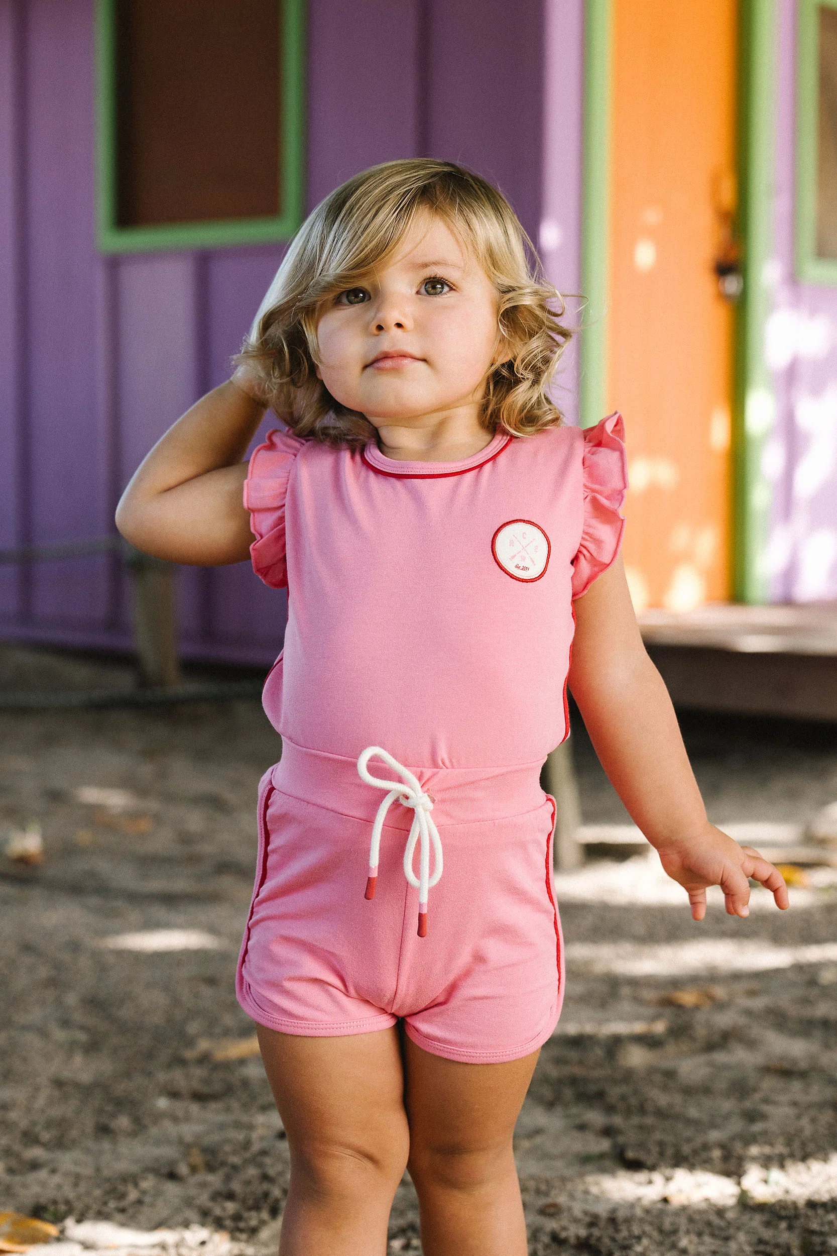Lil Legs Boating Crew Girls Set - Fresh Pink - Image 2