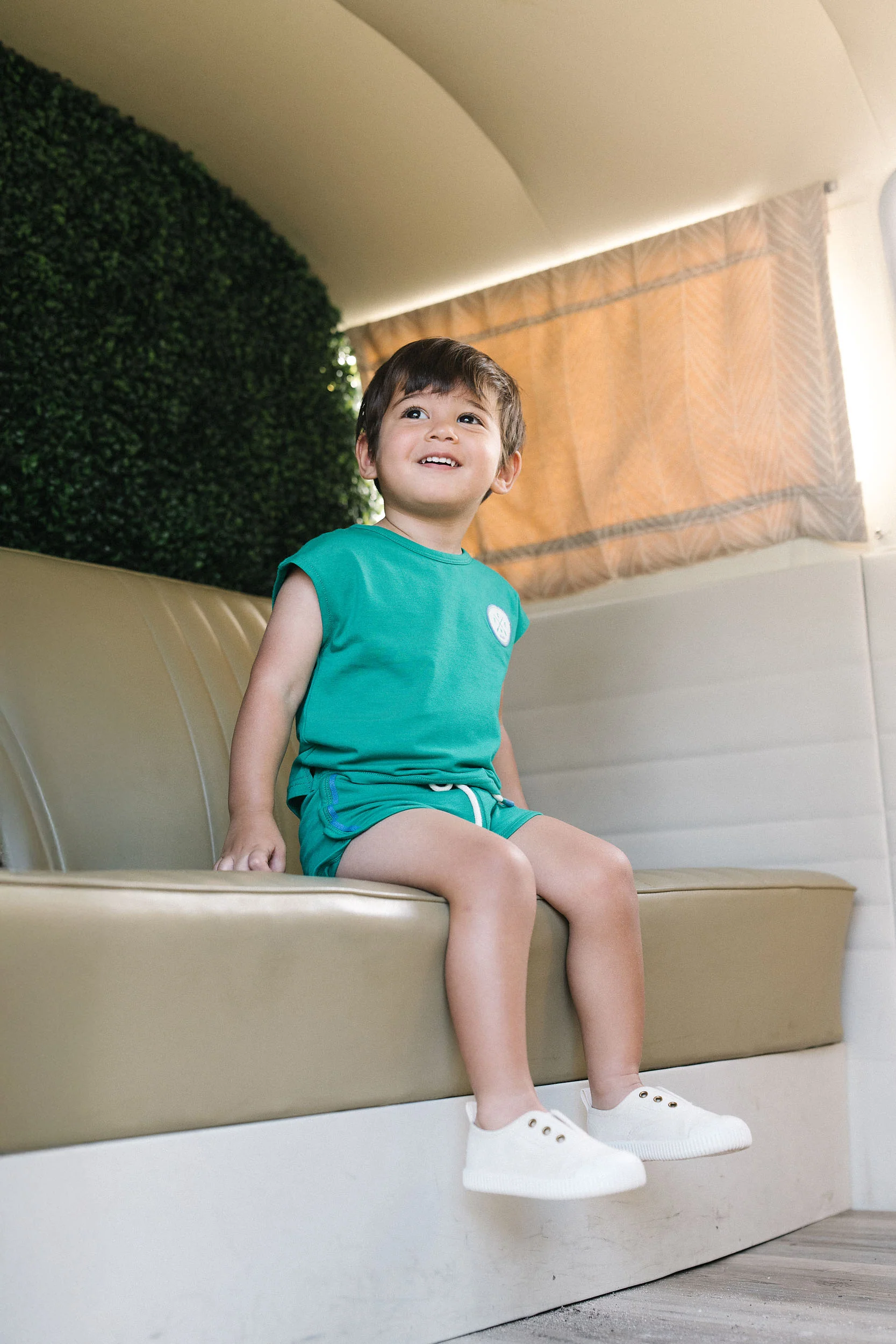 Lil Legs Boating Crew Patch Tee - Electric Green - Image 2