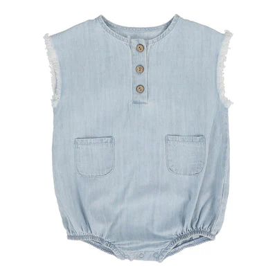 Lil Legs - Boys Fringe Romper - Light Wash