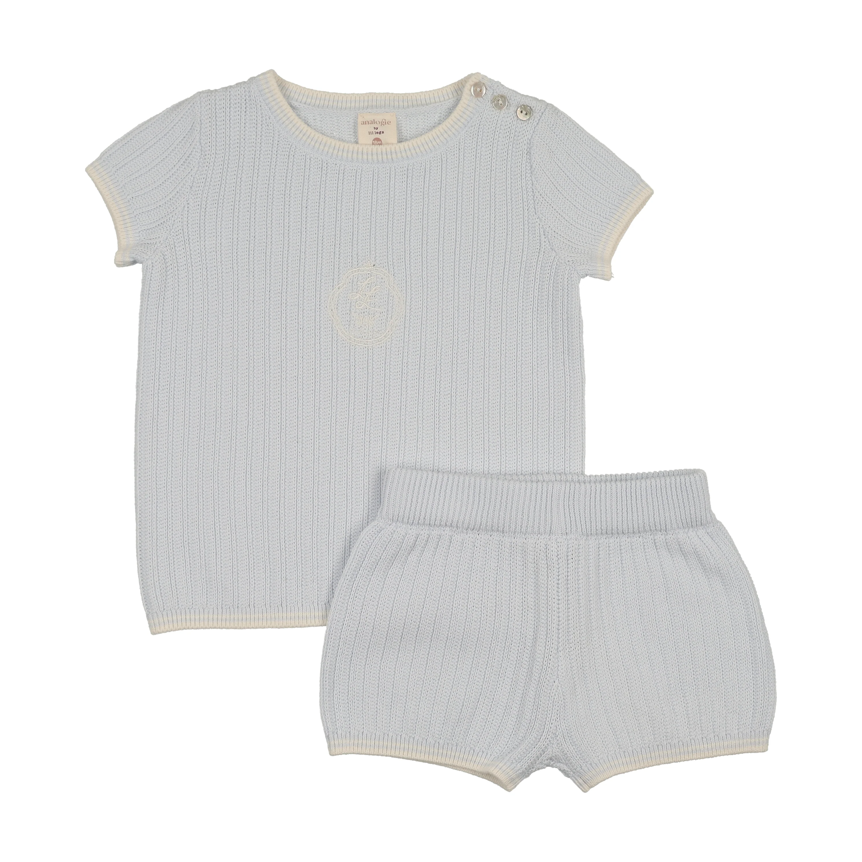 Lil Legs Boys Knit Emblem Set - Clear Blue