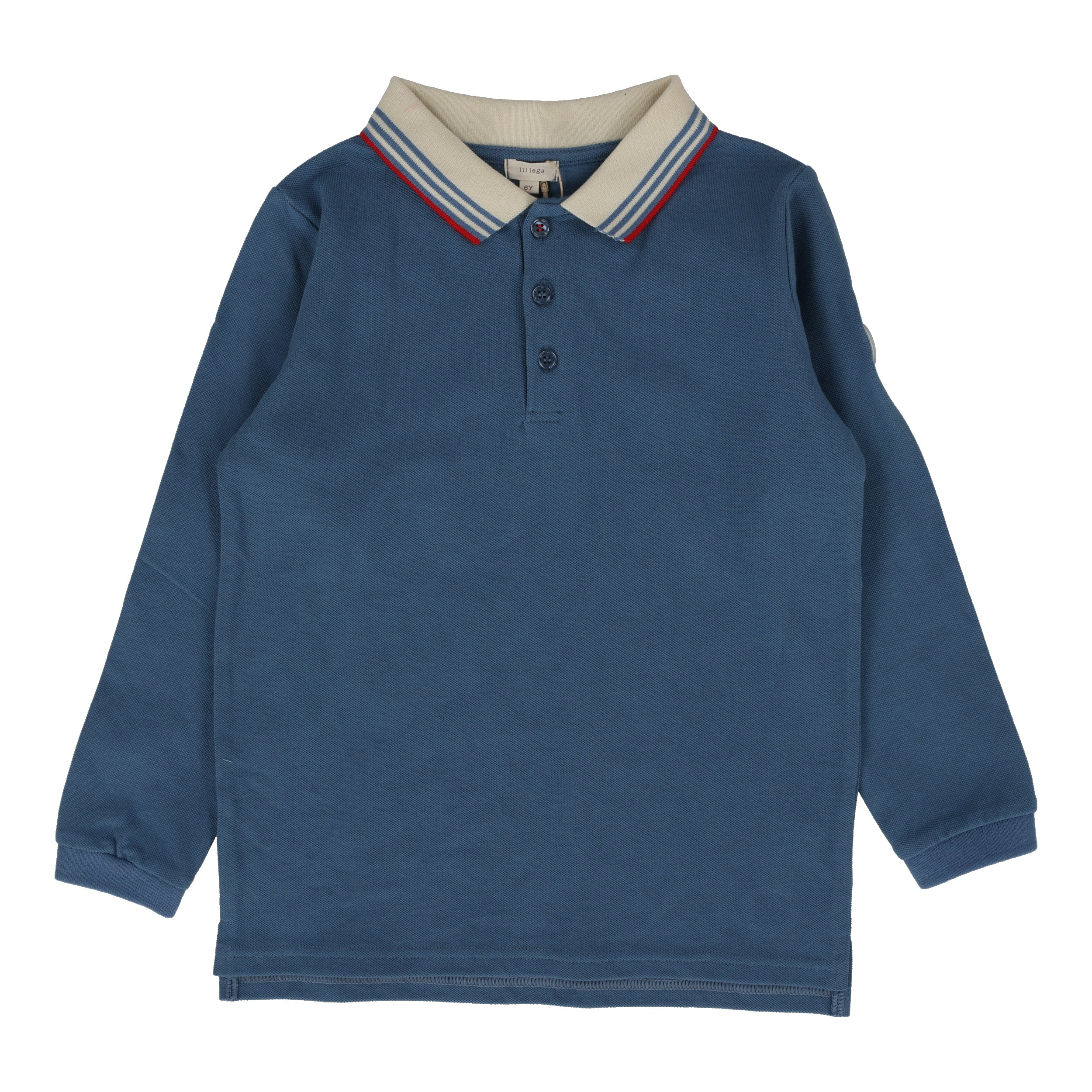 Lil Legs Boys Multi Stripe Collar Polo Long Sleeve - Denim