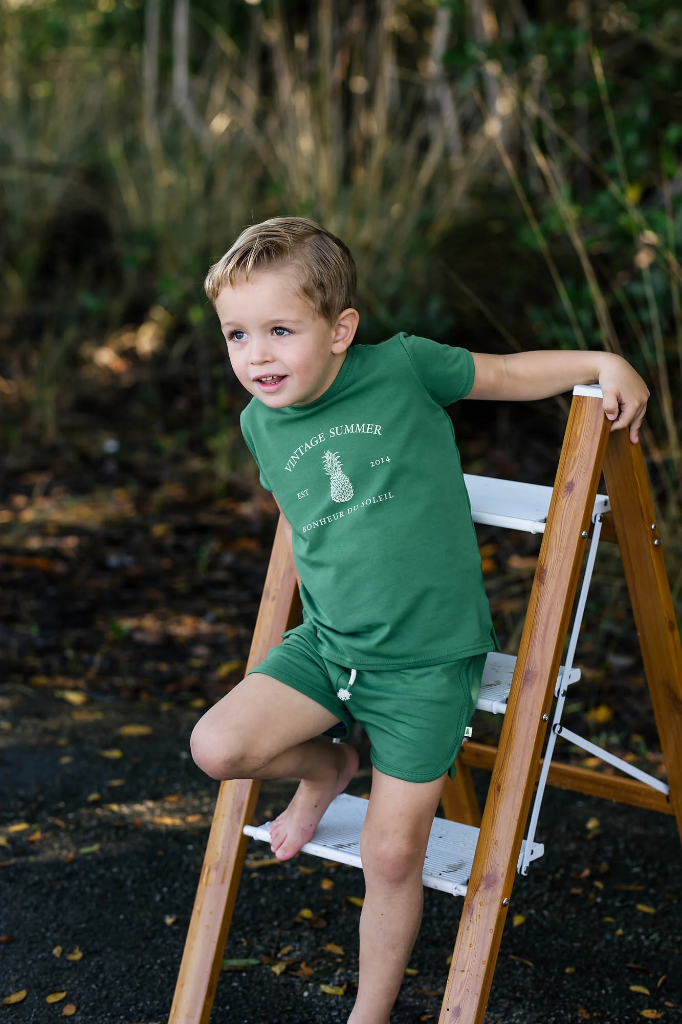 Lil Legs Boys Print Tee Short Sleeve - Green - Image 2