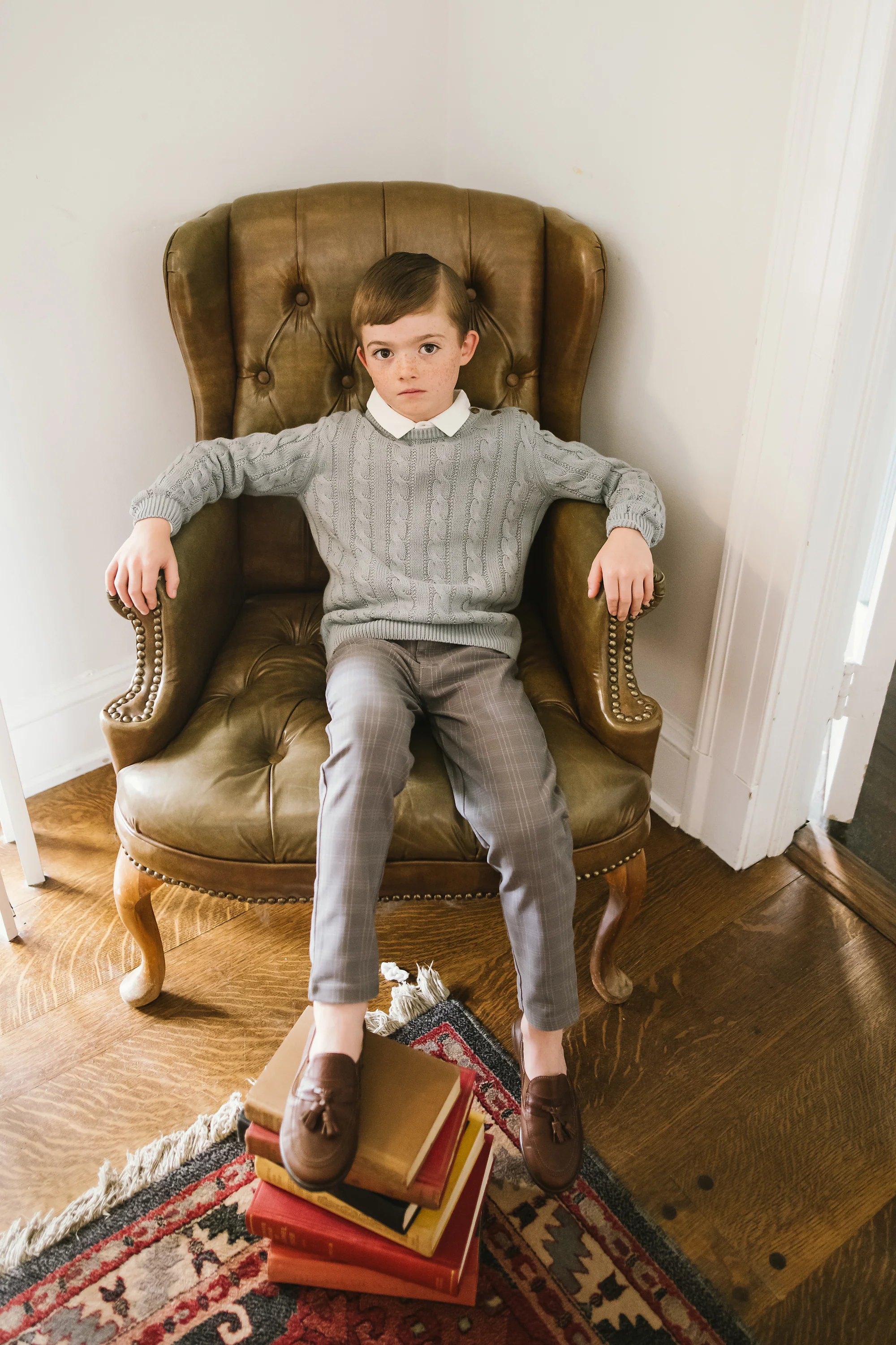 Lil Legs Cable Knit Sweater - Dusty Blue - Image 2