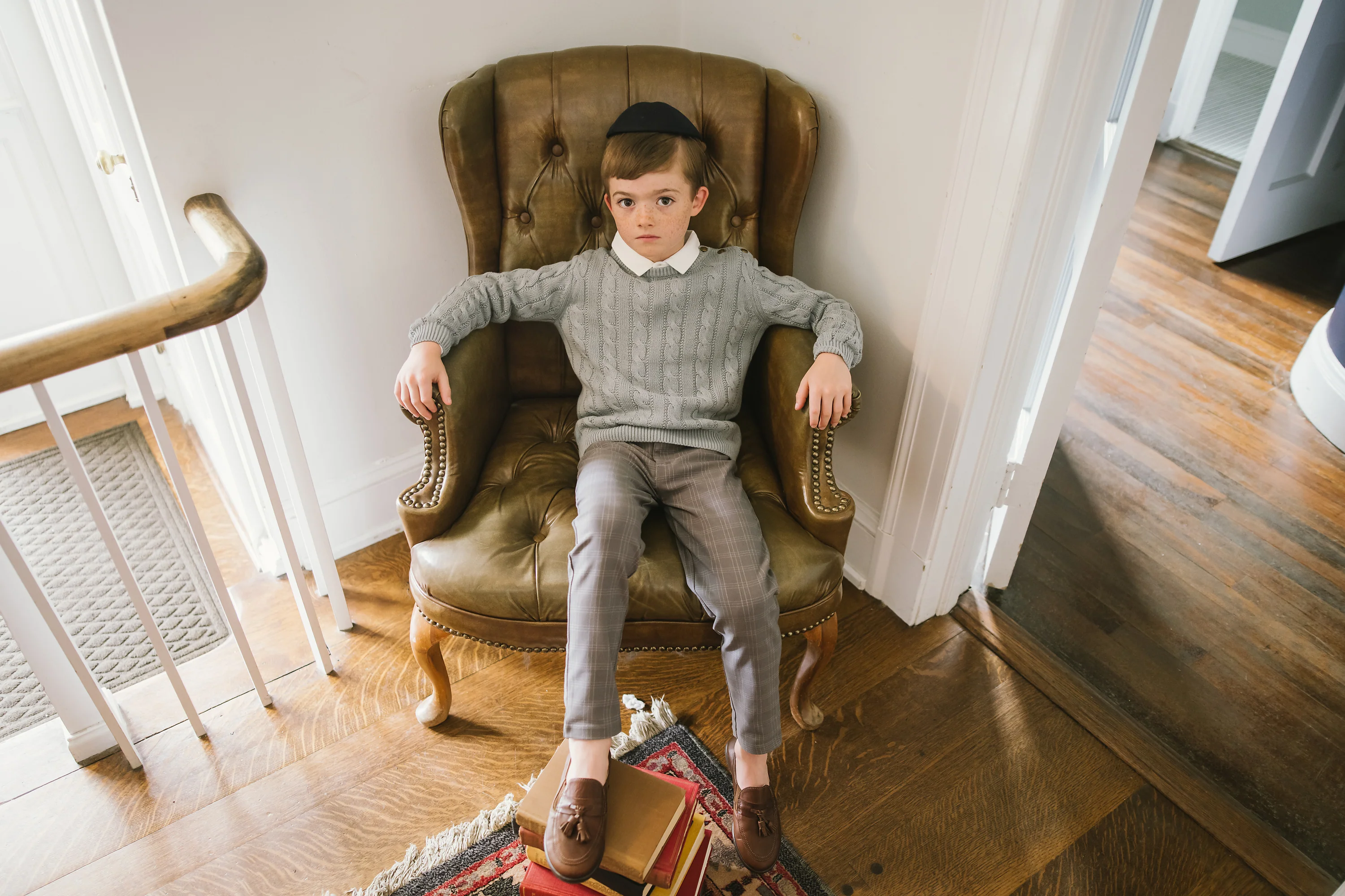 Lil Legs Cable Knit Sweater - Dusty Blue - Image 3