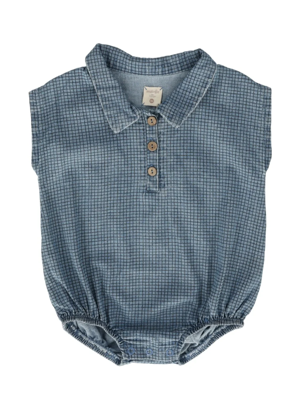 Lil Legs Checked Romper -Denim