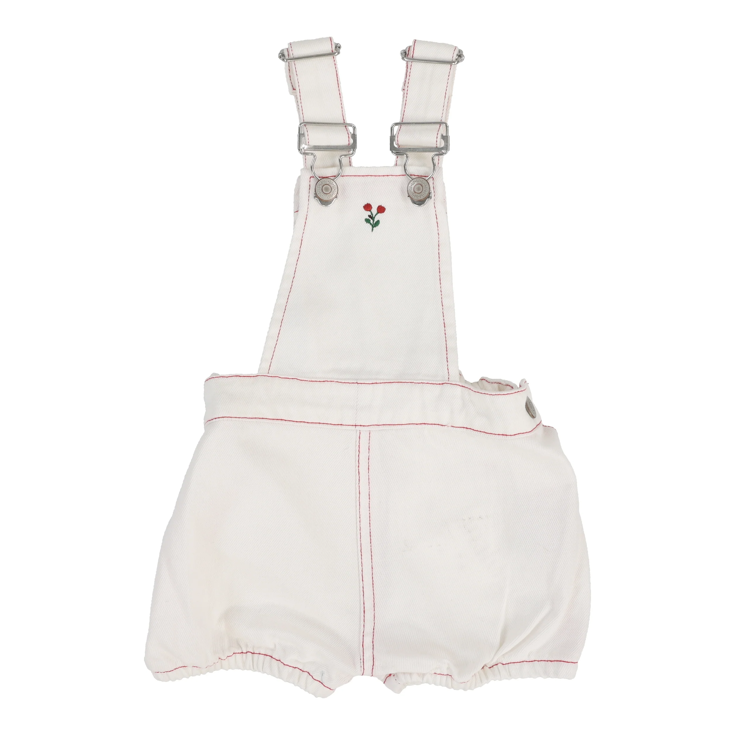 Lil Legs Cherry Flower Overalls - White