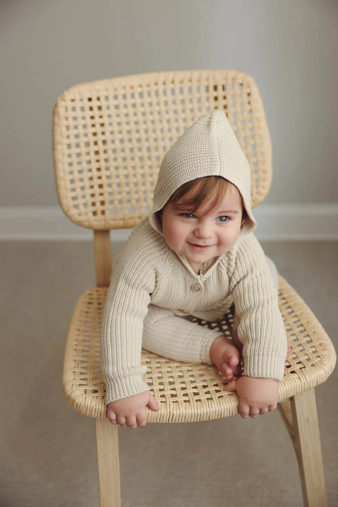 Lil Legs Chunky Knit Jacket + Beanie Natural - Image 3