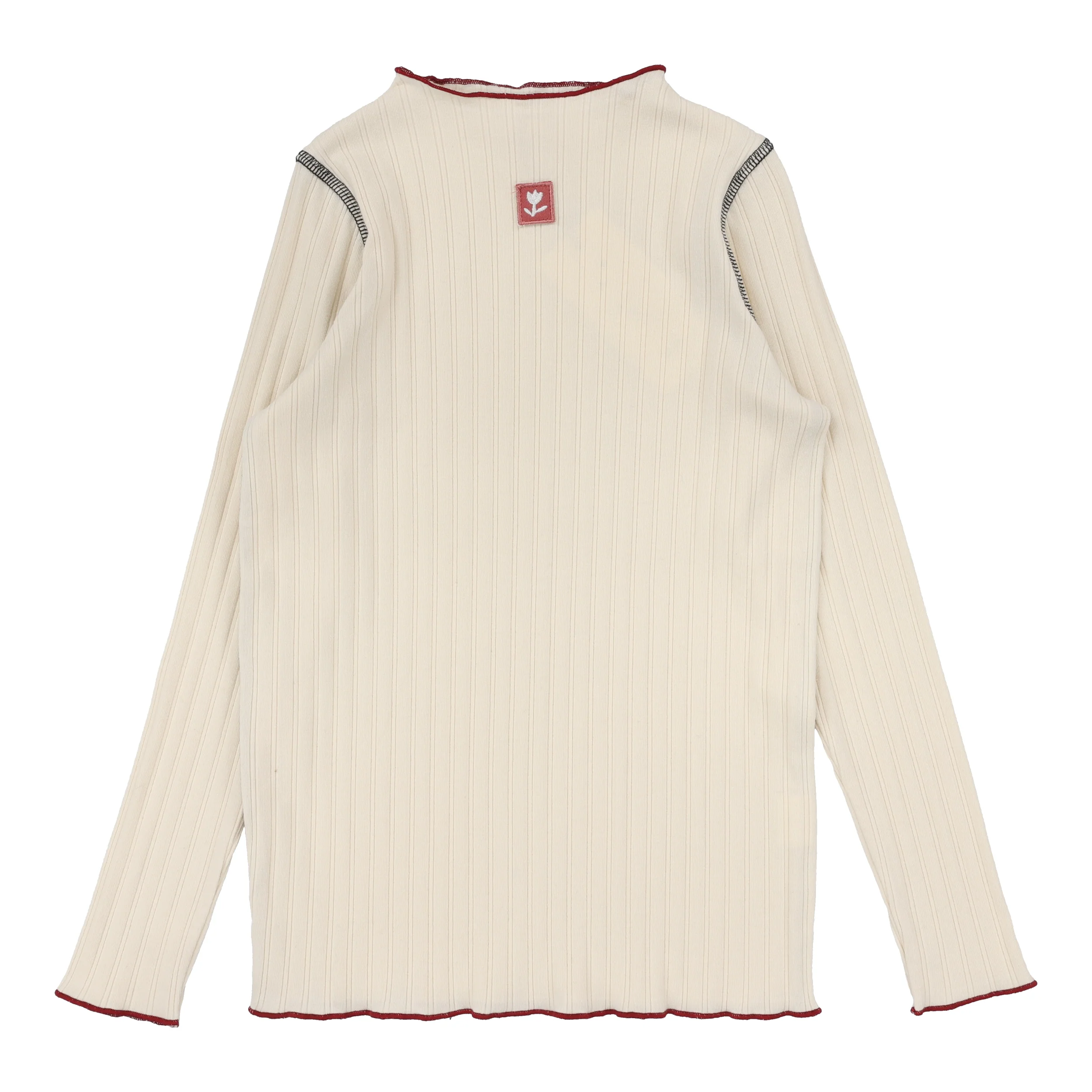 Lil Legs Contrast Funnel Neck - Ecru
