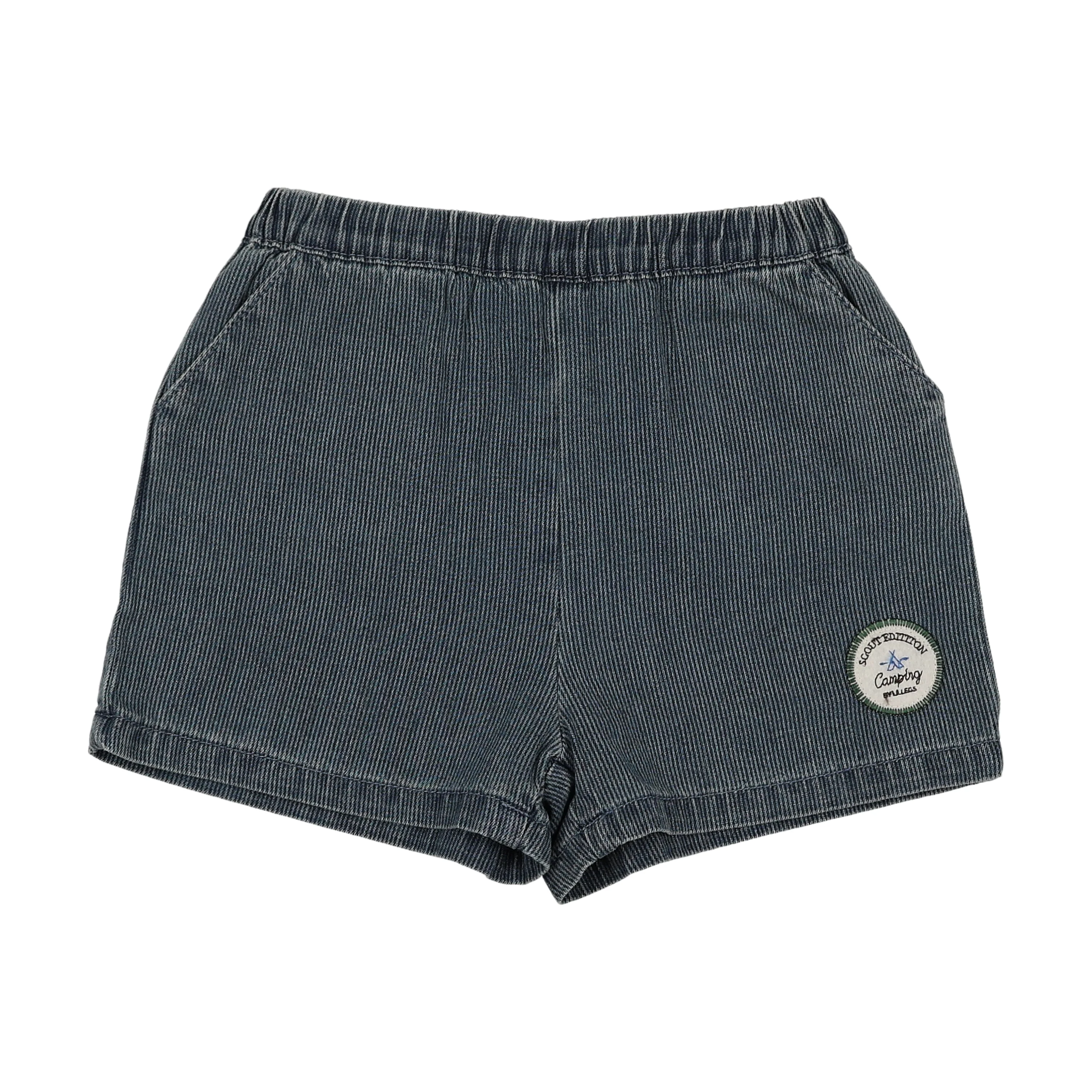 Lil Legs Dainty Denim Boys Shorts - Blue Stripe