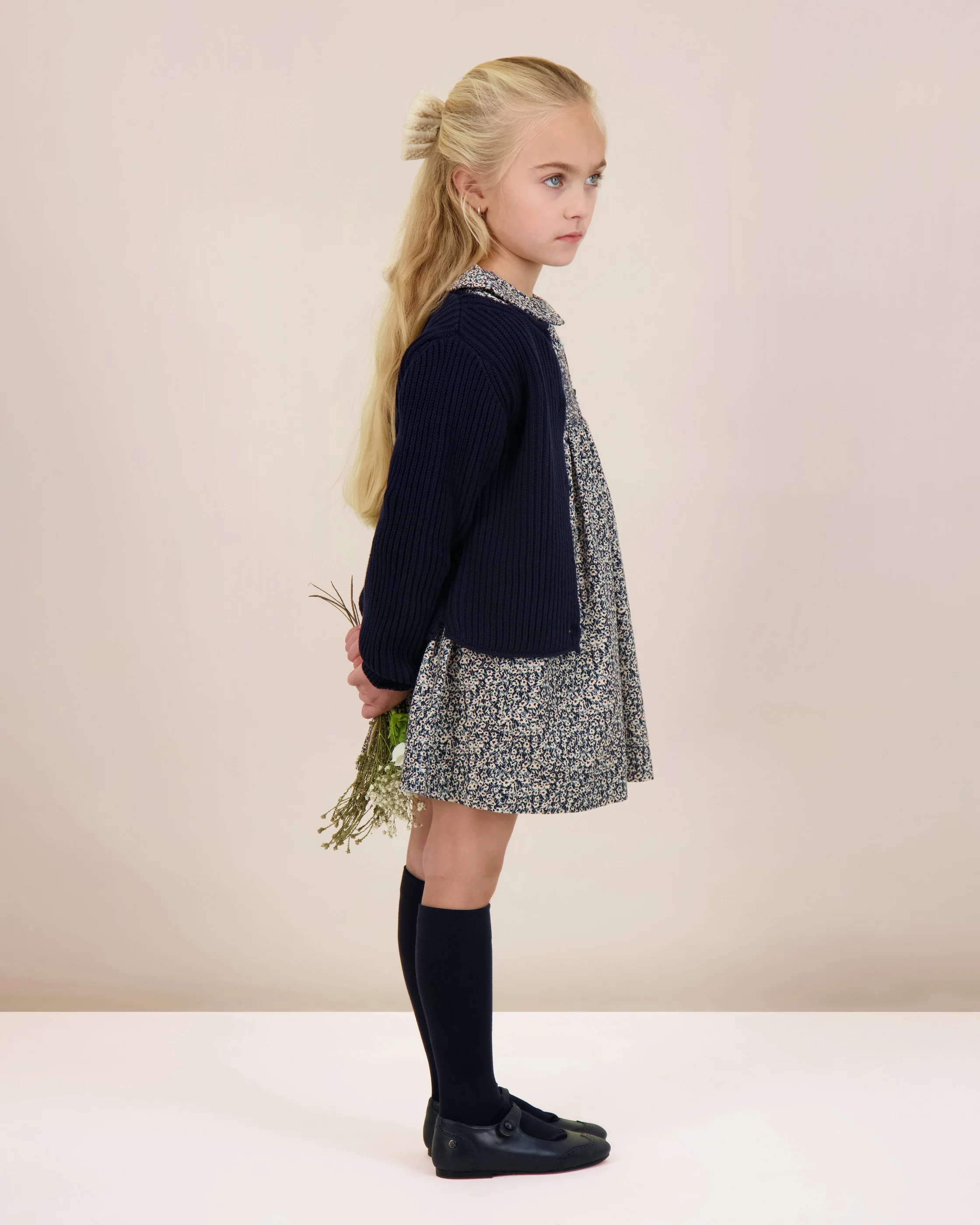 Lil Legs Daisy Floral Dress - Dusty Blue
