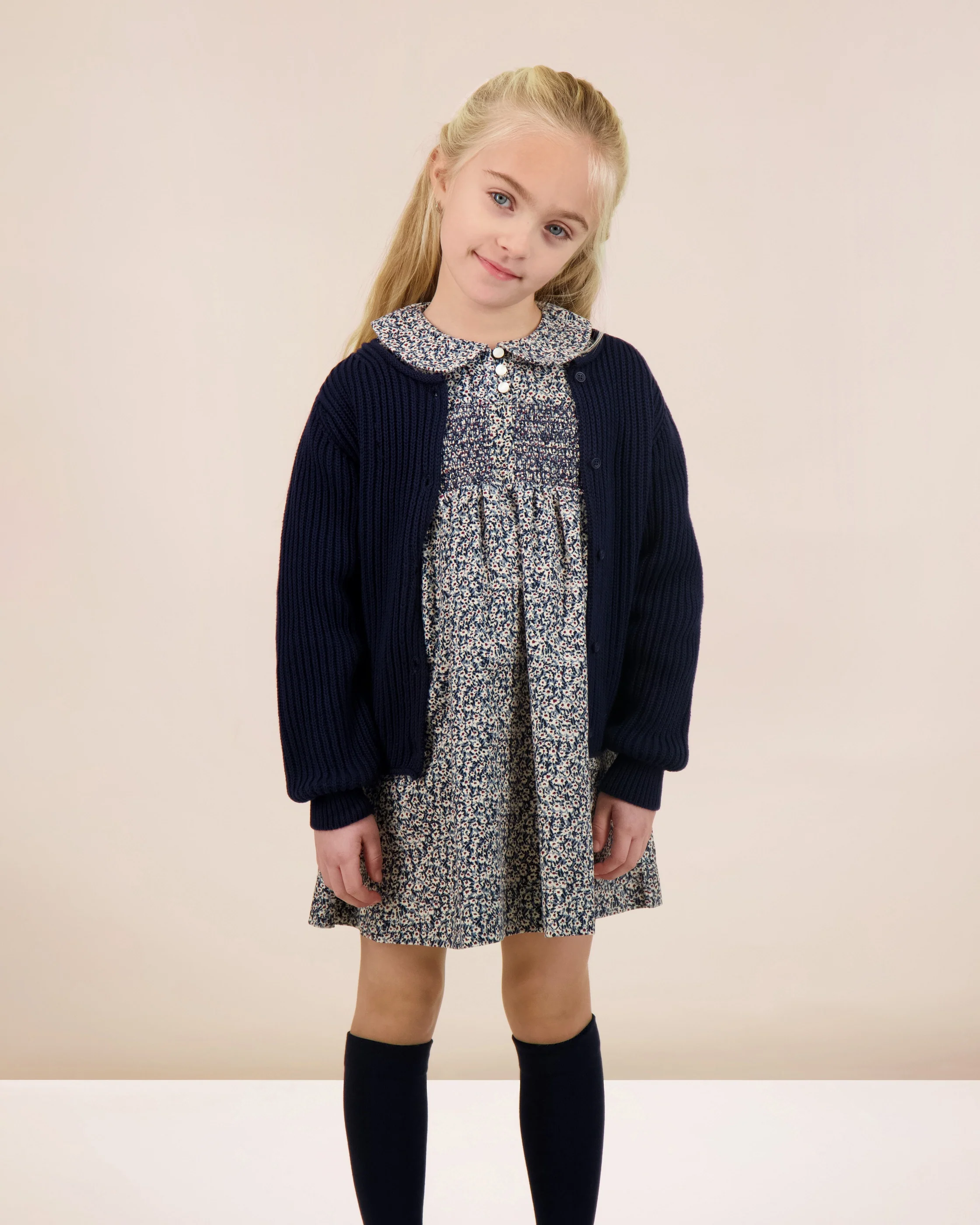 Lil Legs Daisy Floral Dress - Dusty Blue - Image 2