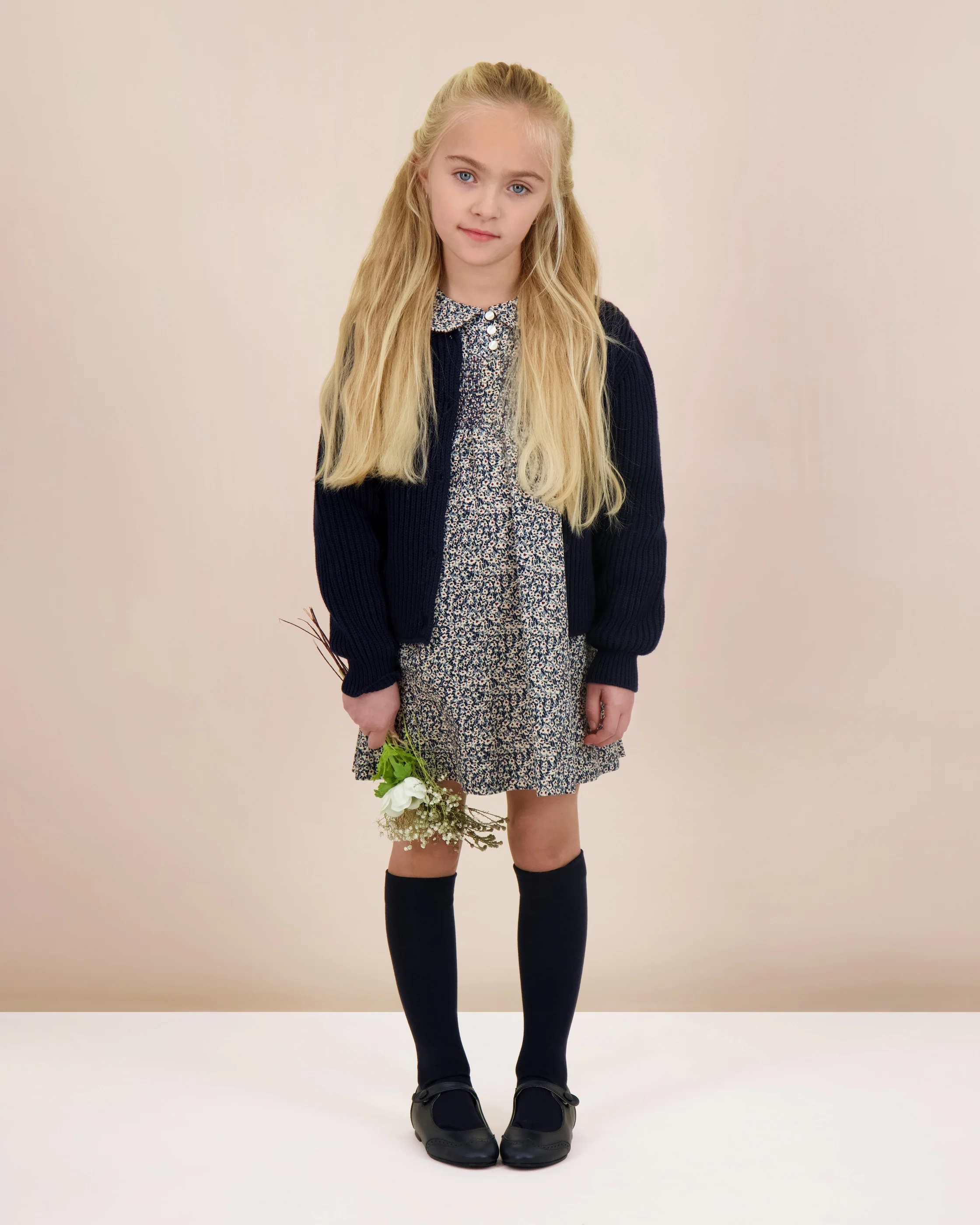 Lil Legs Daisy Floral Dress - Dusty Blue - Image 4