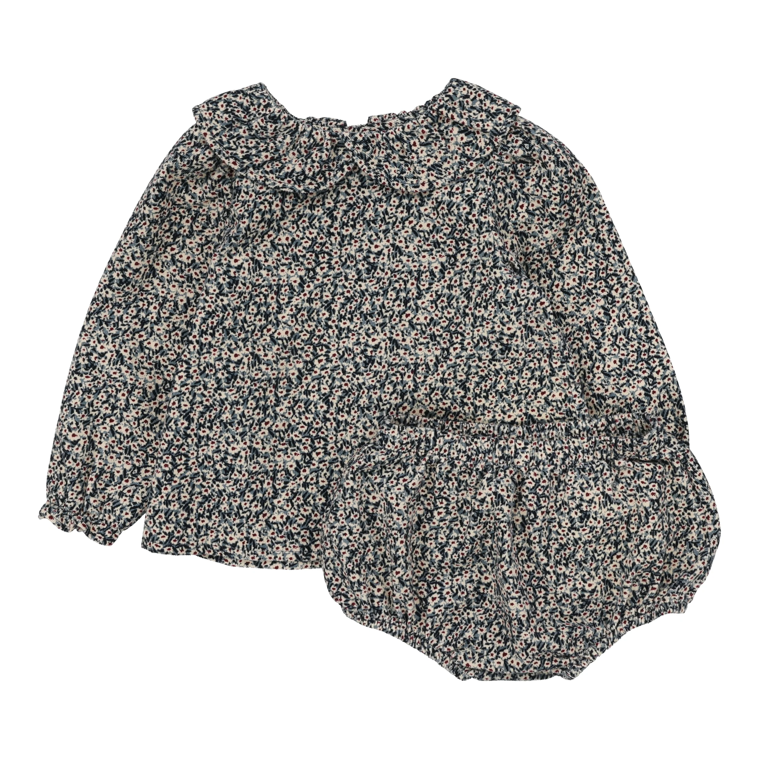 Lil Legs Daisy Floral Set - Dusty Blue