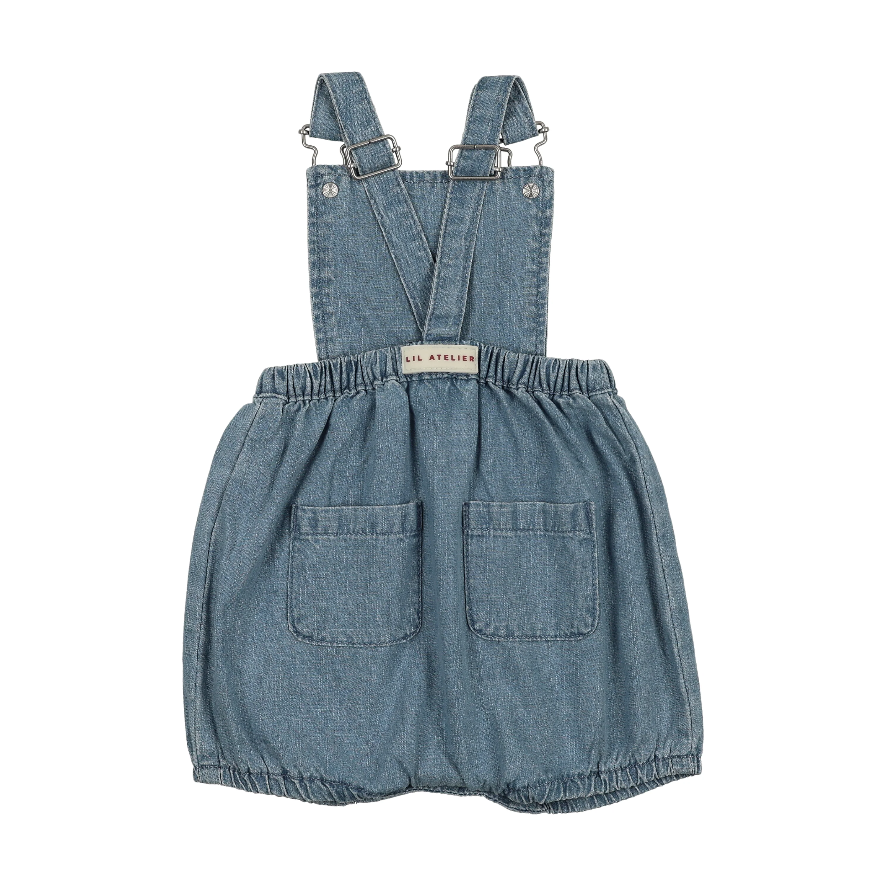 Lil Legs Denim City Girls Romper - Mid Blue Wash - Image 2