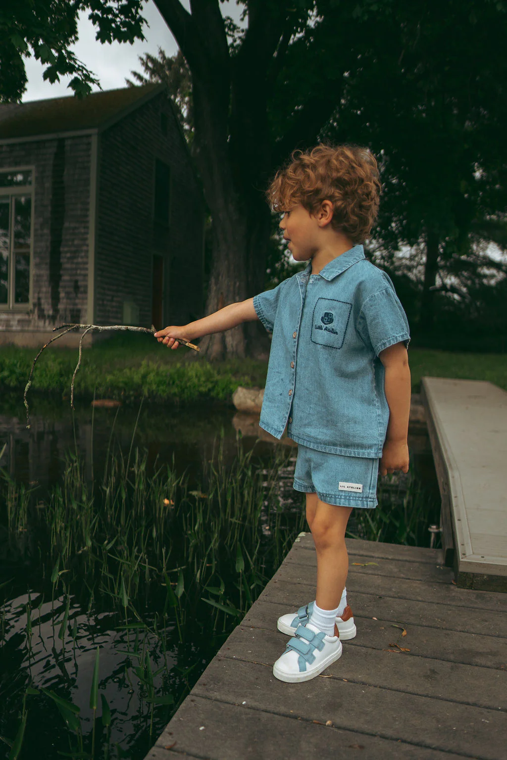 Lil Legs Denim City Shirt - Mid Blue Wash - Image 3