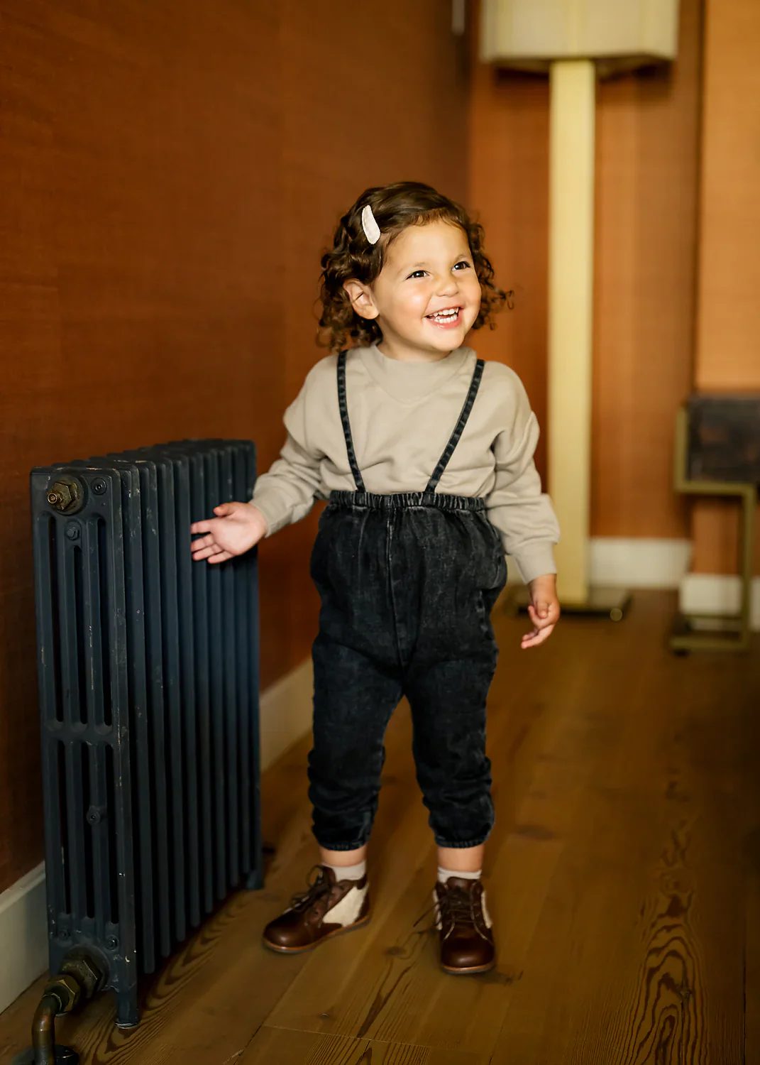 Lil Legs Denim Suspender Pants - Black Denim - Image 2