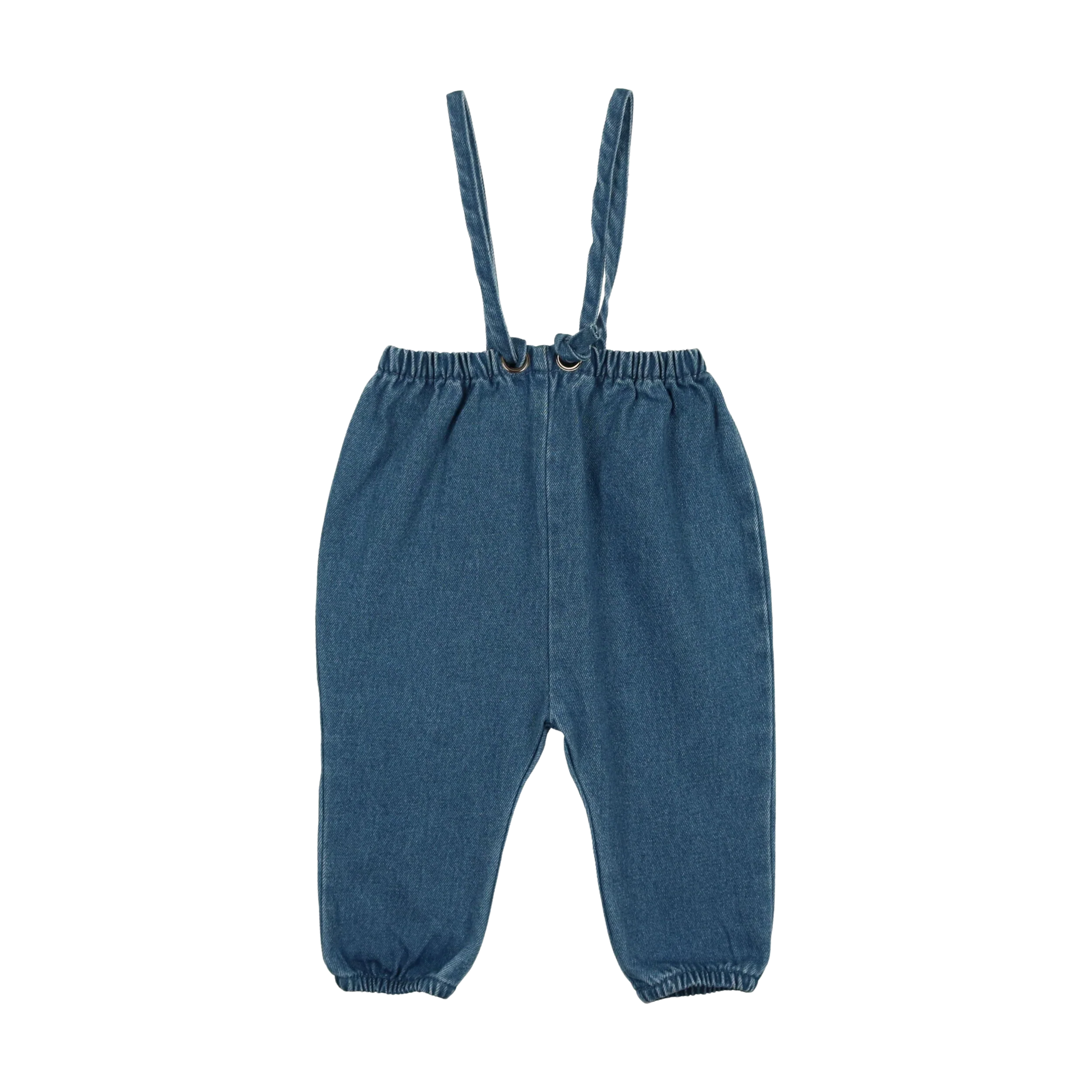 Lil Legs Denim Suspender Pants - Blue Denim