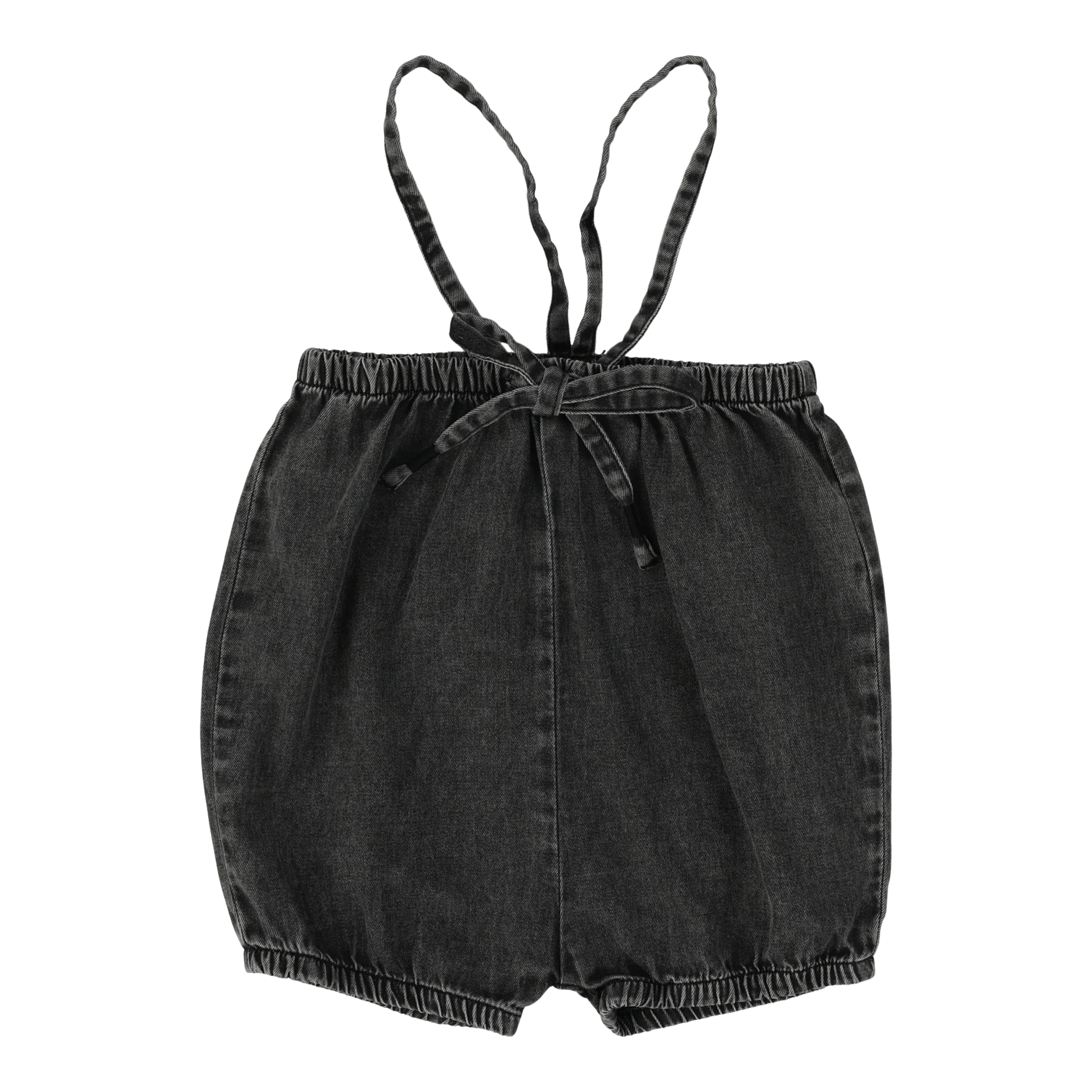 Lil Legs Denim Suspender Shorts - Black Wash