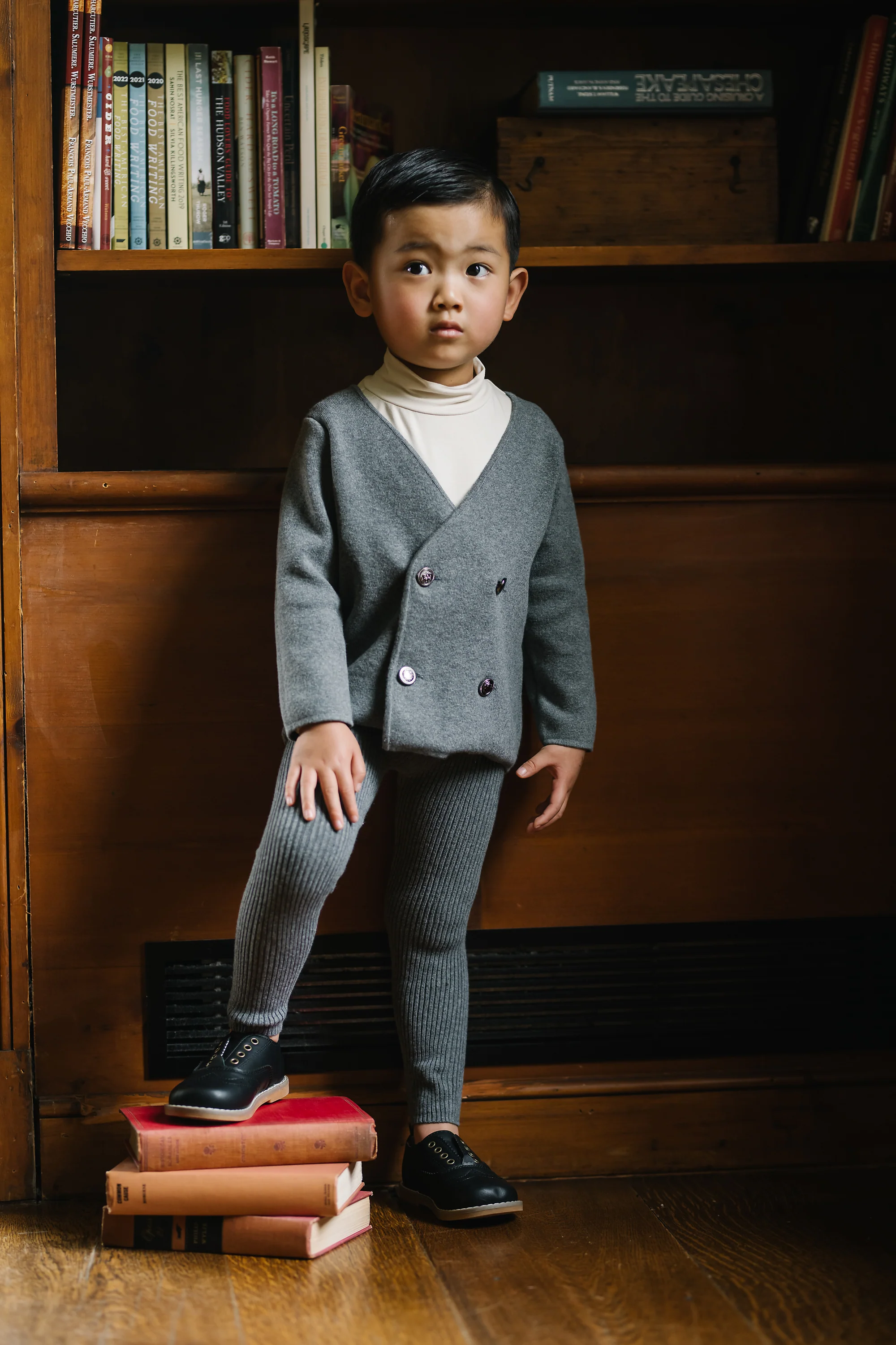 Lil Legs Double Breasted Knit Blazer - Mid Grey - Image 2