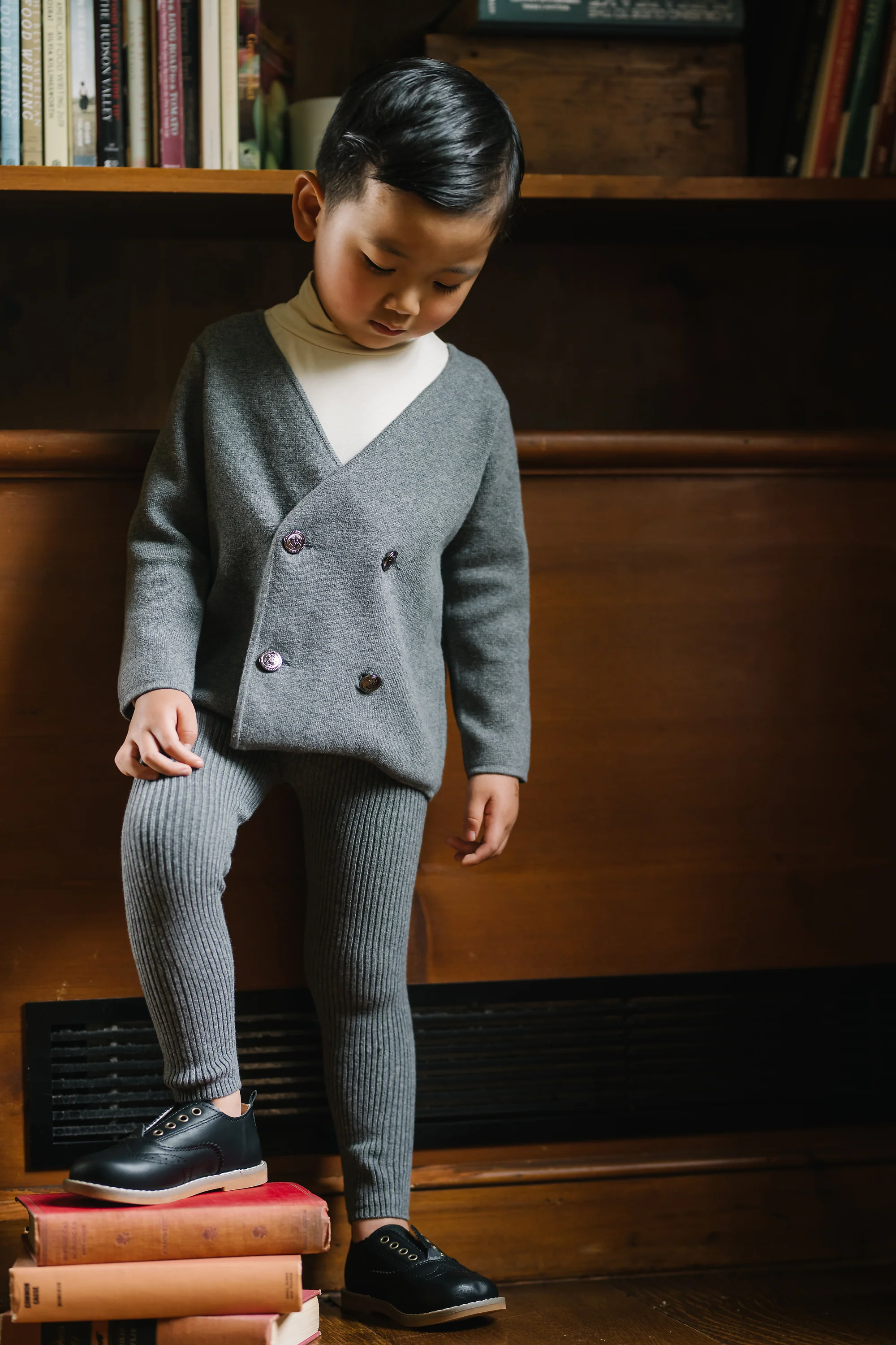 Lil Legs Double Breasted Knit Blazer - Mid Grey - Image 3
