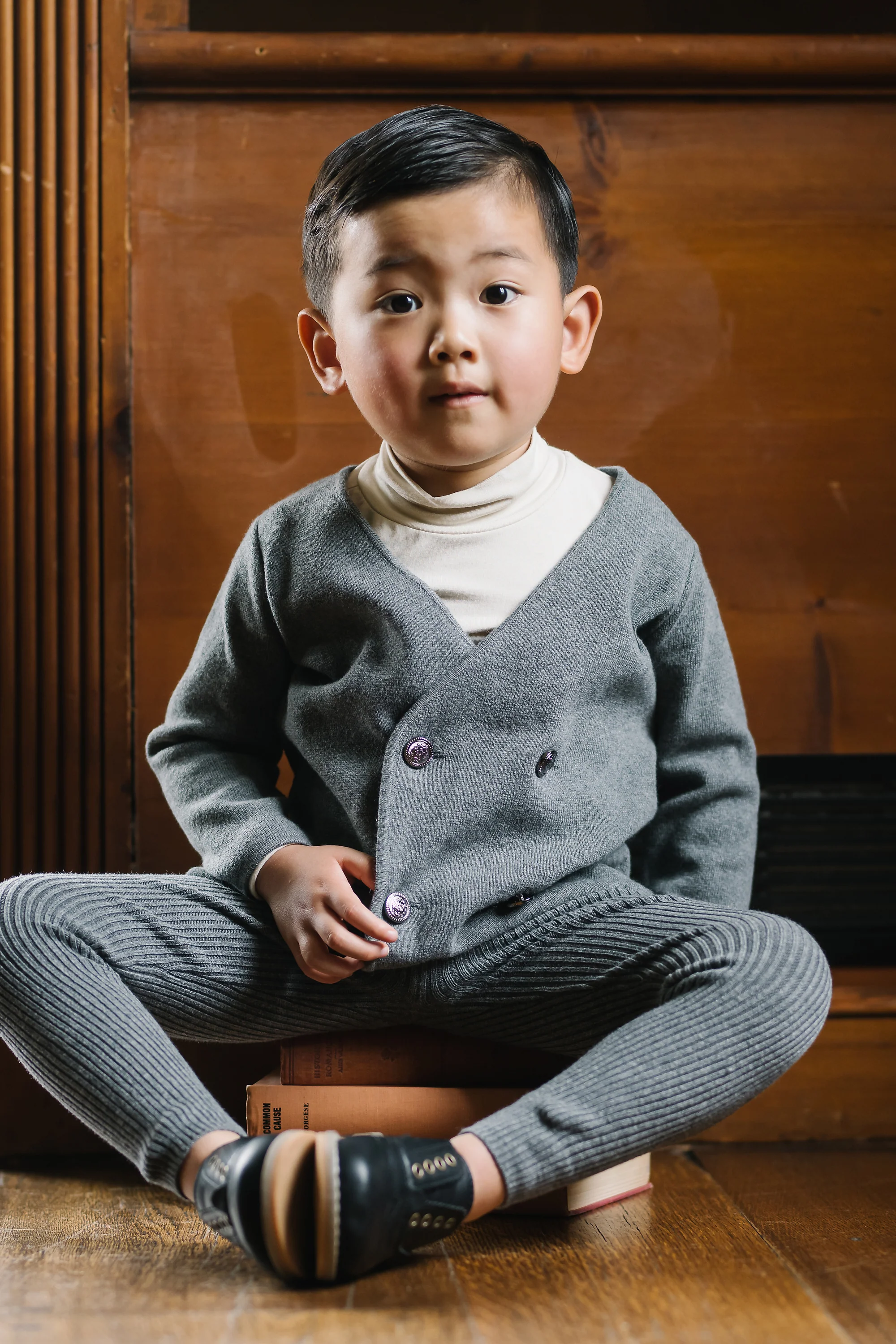Lil Legs Double Breasted Knit Blazer - Mid Grey - Image 4