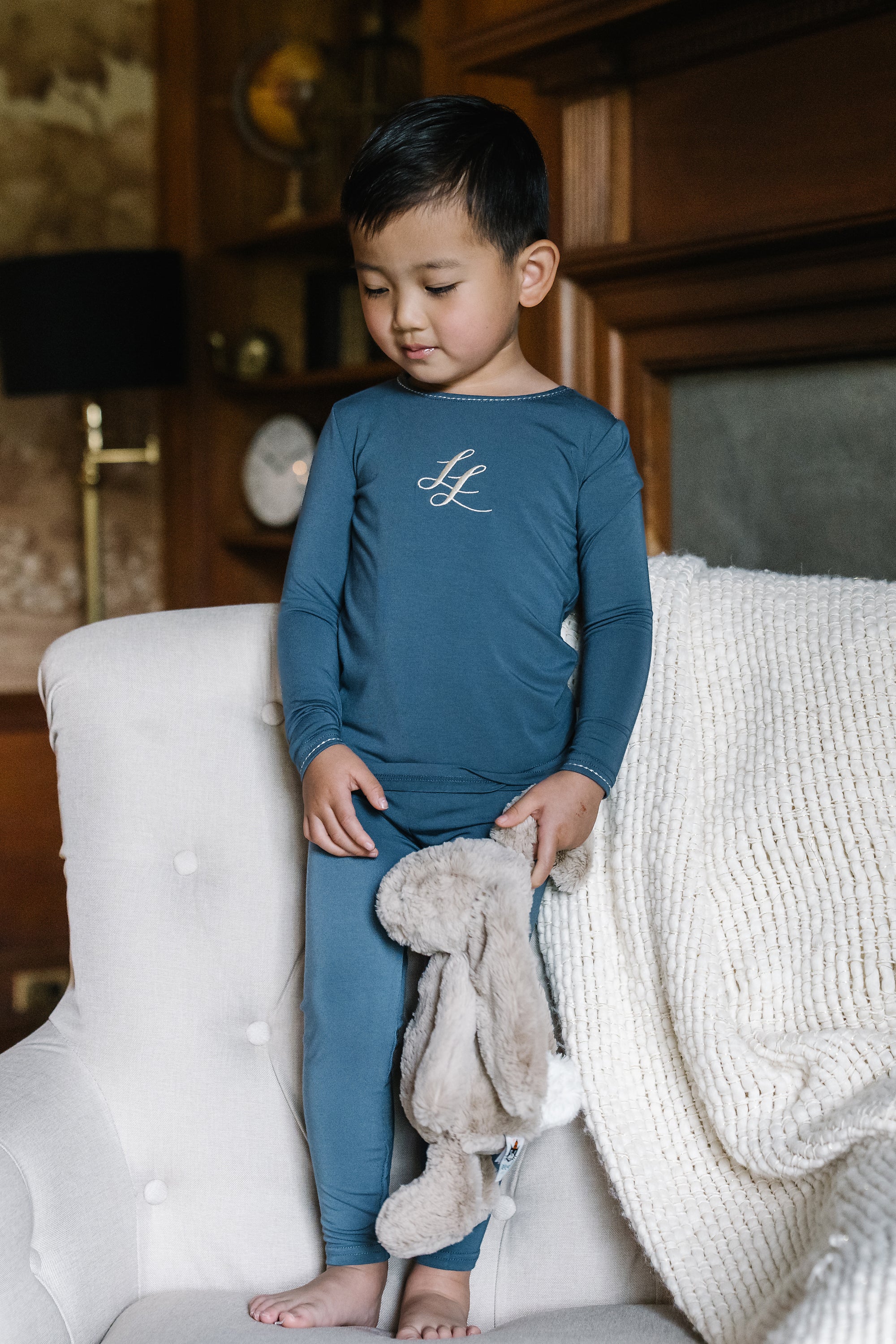 Lil Legs Emblem Lounge Set - Off Blue - Image 2