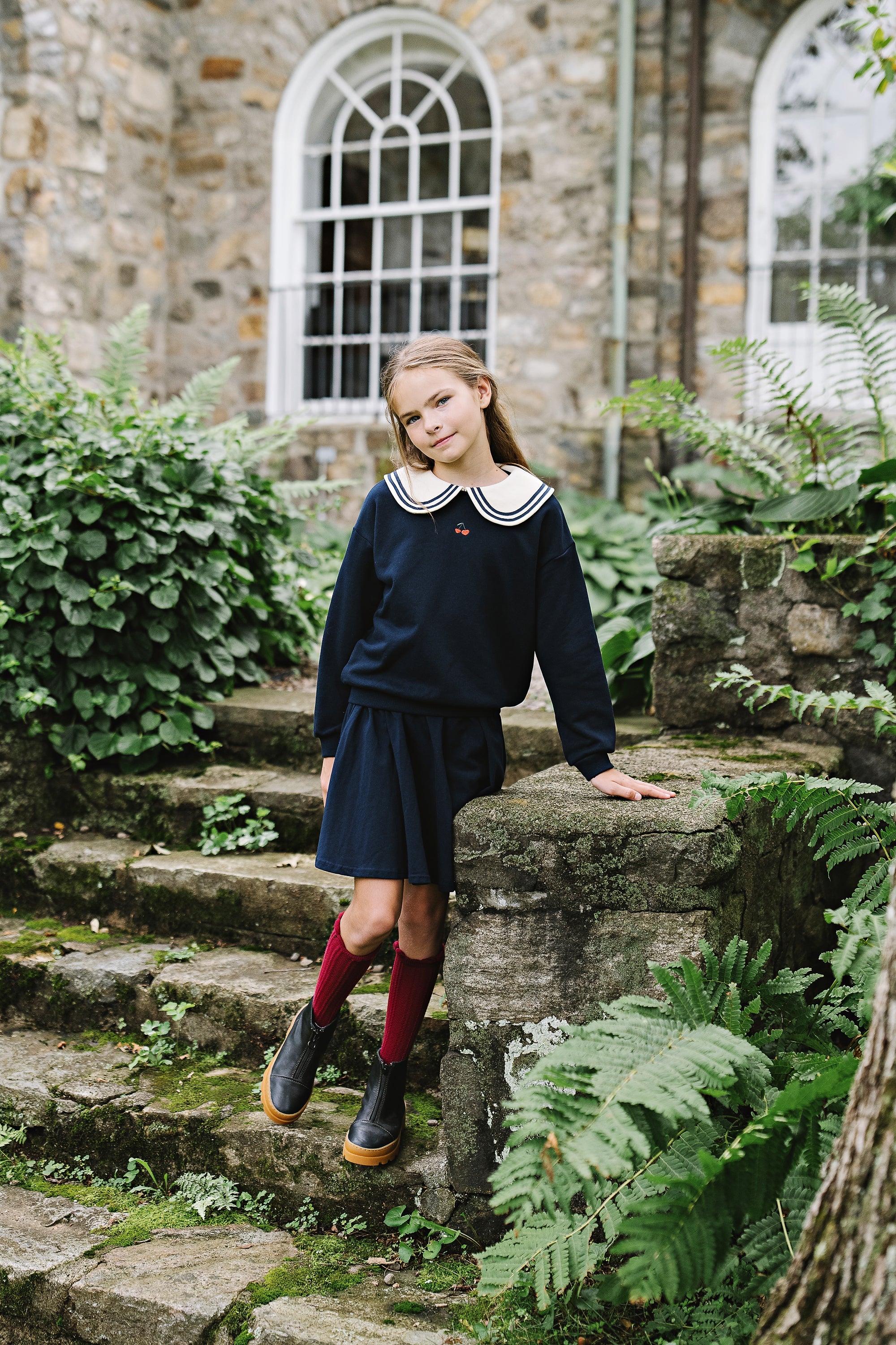 Lil Legs Embroidered Cherry Sweatshirt - Navy - Image 2