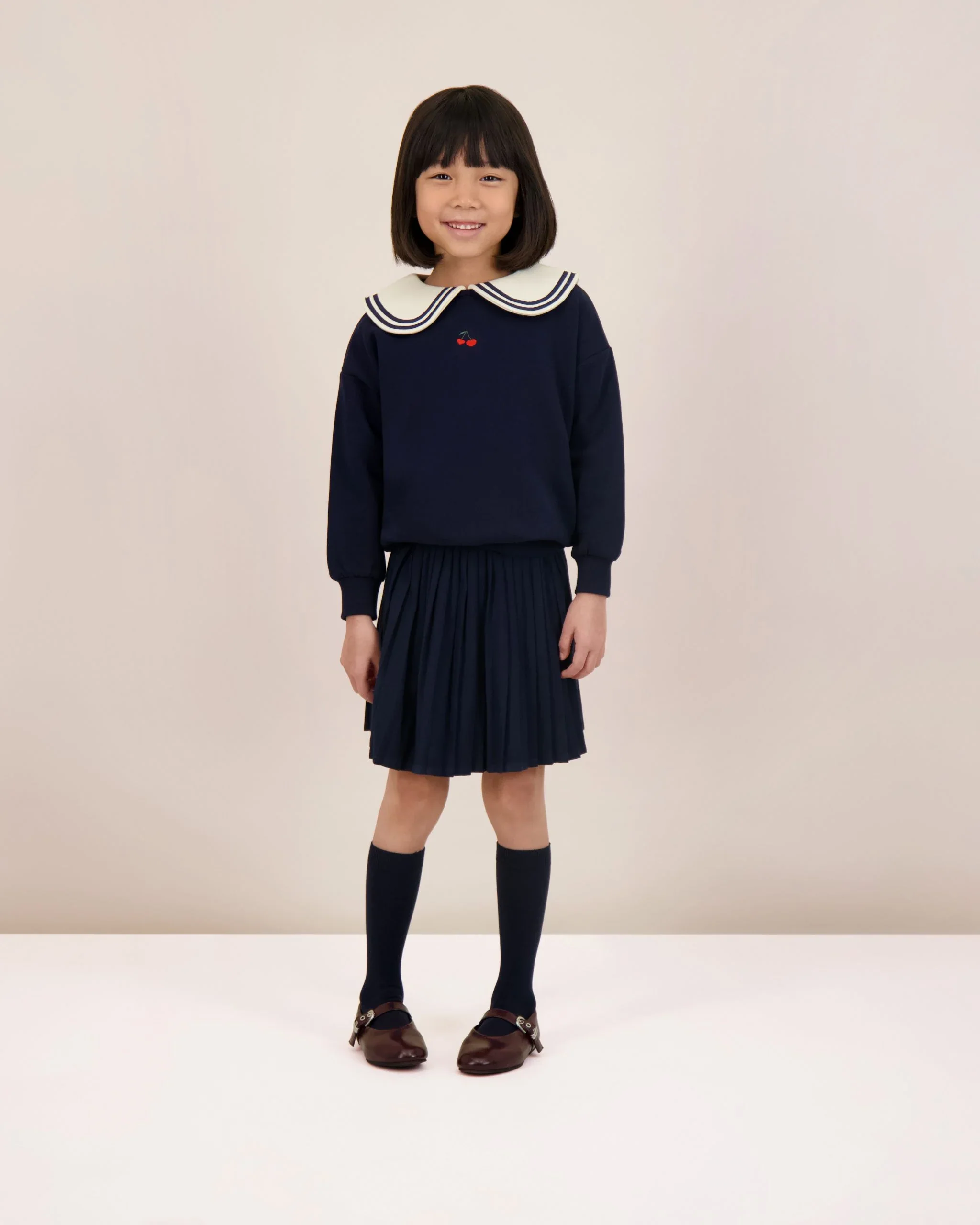 Lil Legs Embroidered Cherry Sweatshirt - Navy - Image 3