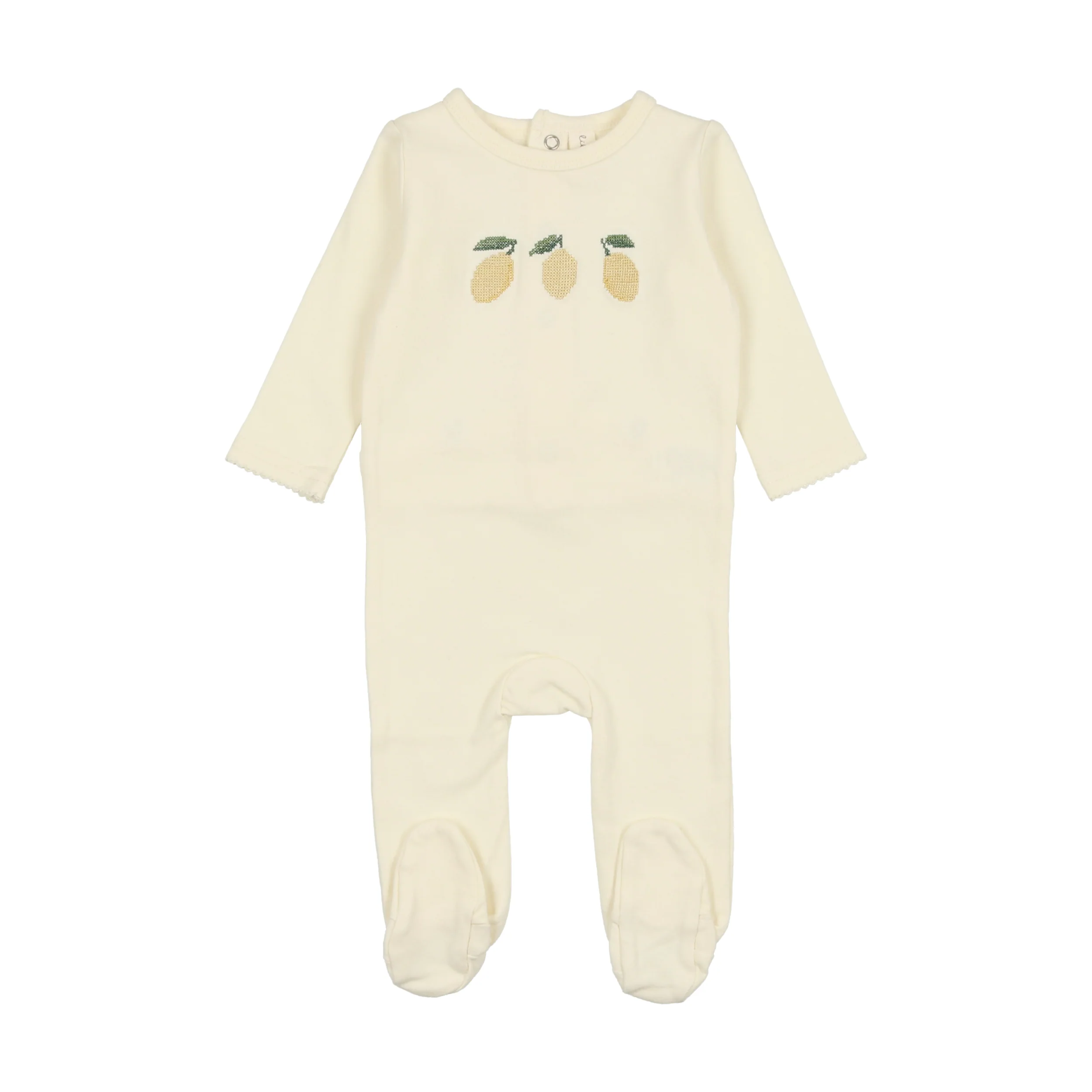 Lil Legs Embroidered Fruit Footie & Bonnet - Ivory/Lemon