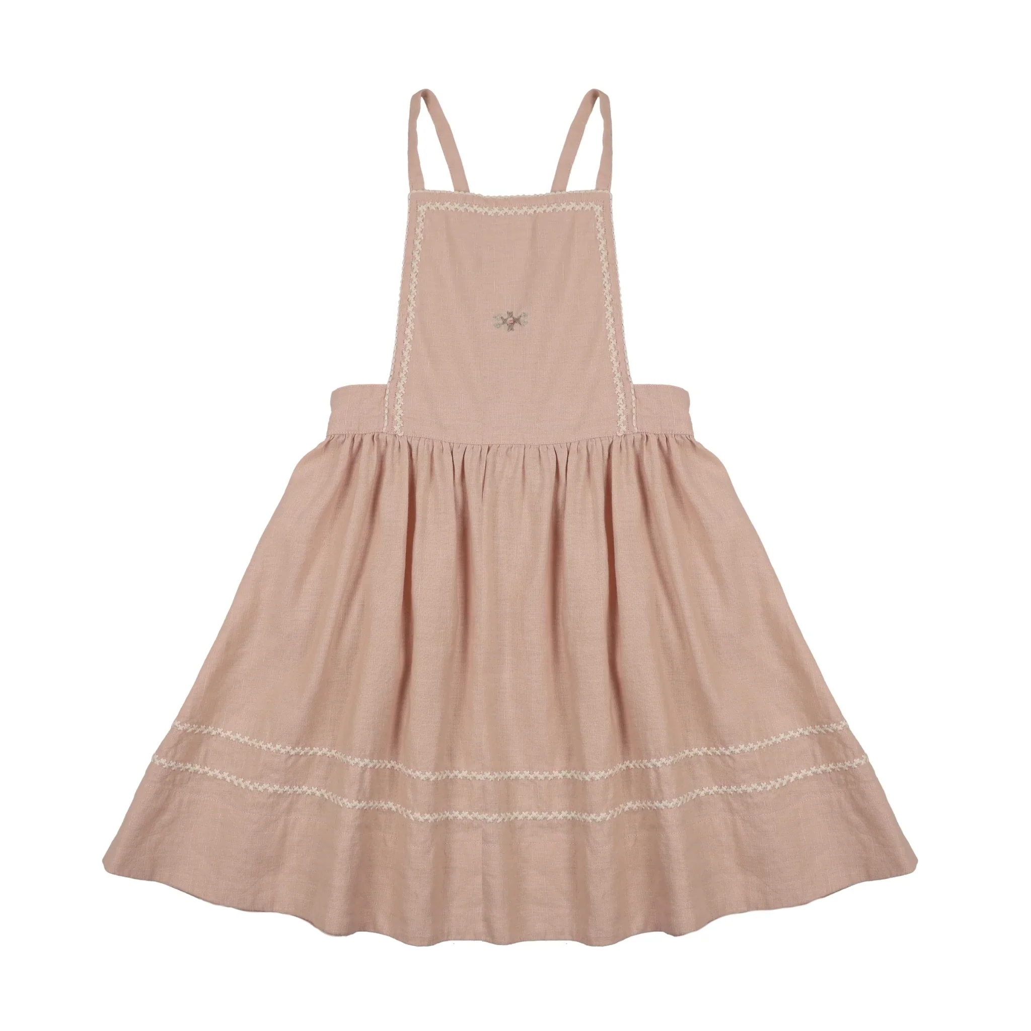 Lil Legs Embroidered Linen Jumper - Bud Pink