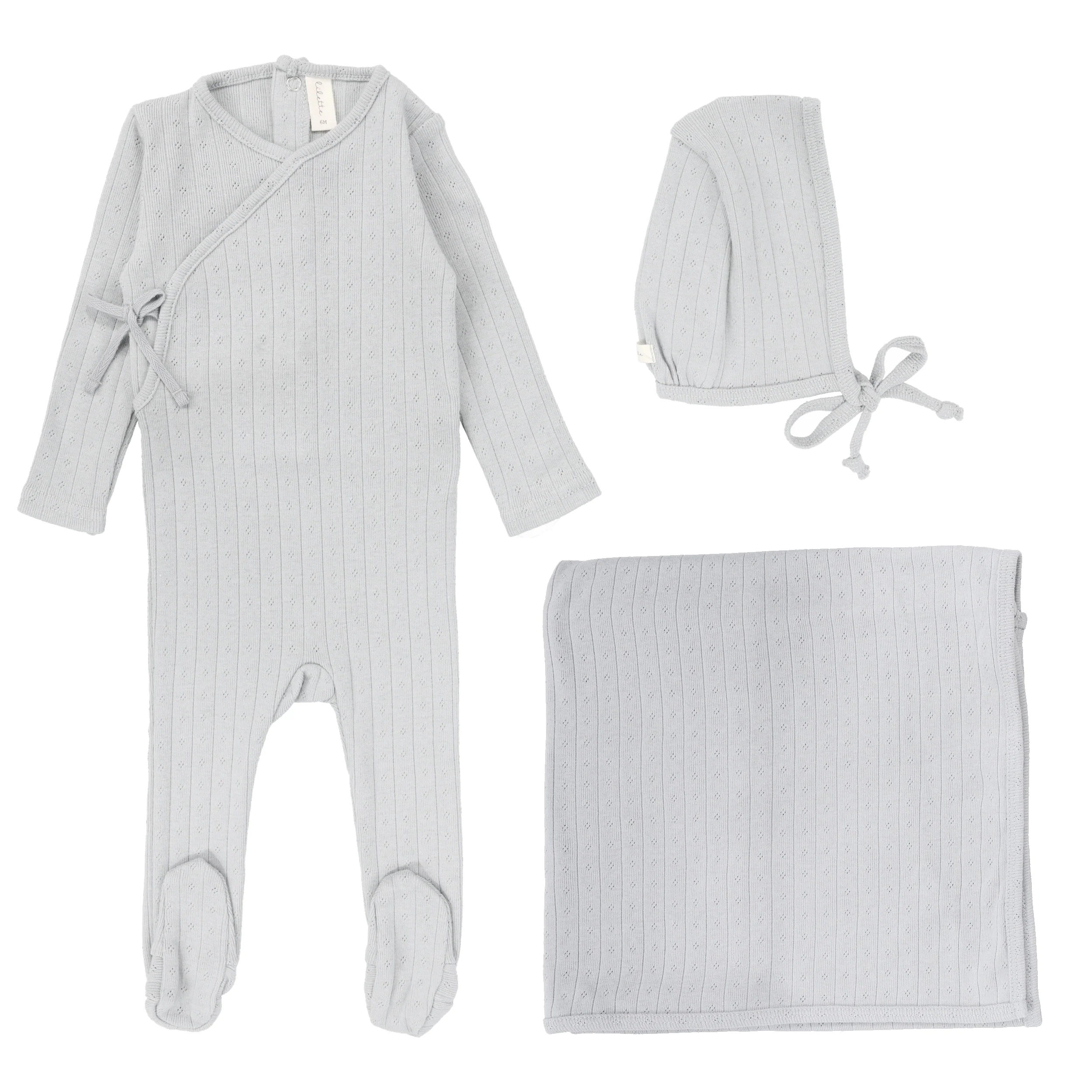 Lilette Fine Pointelle 3PC Layette Set - Blue