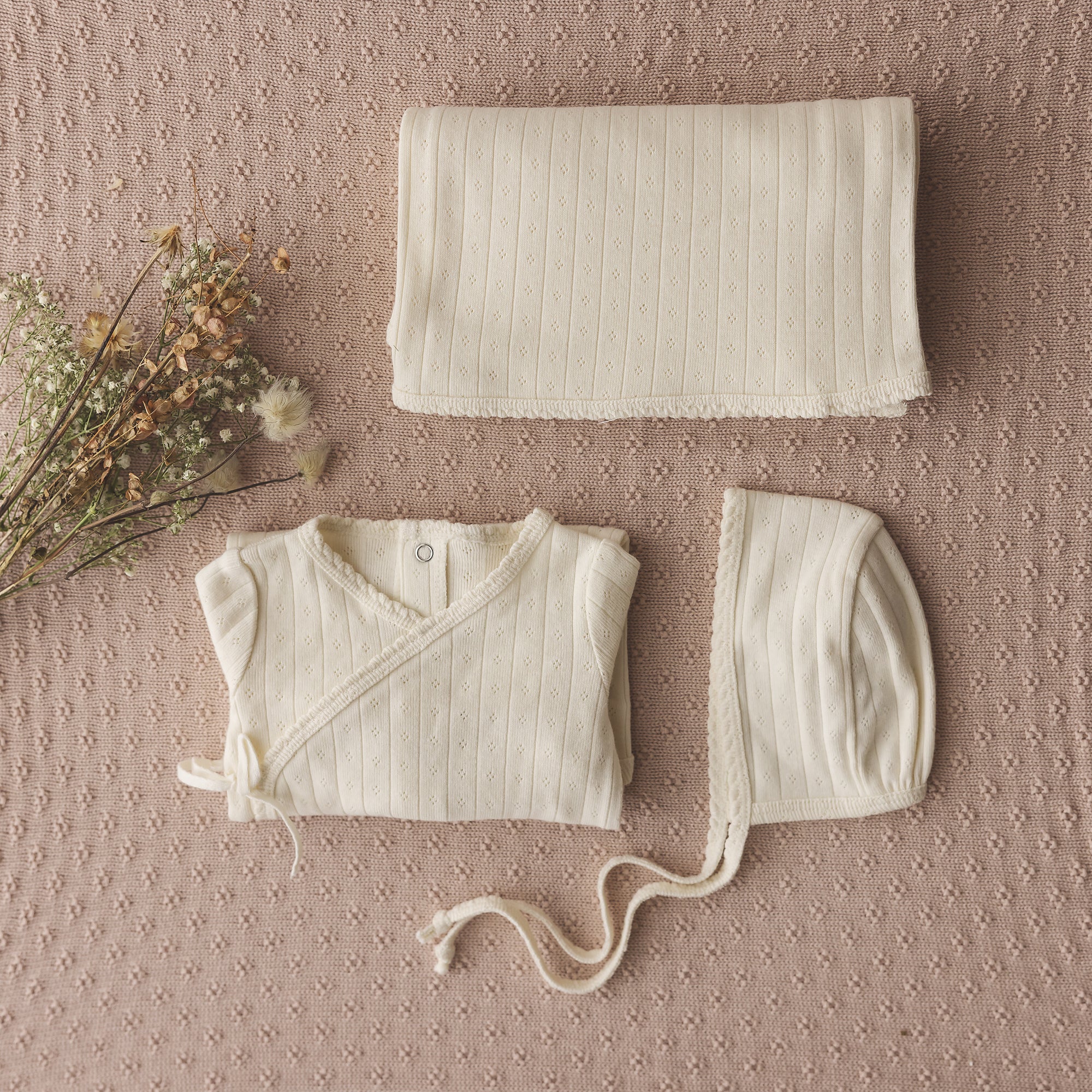 Lilette Fine Pointelle Footie - Cream - Image 2