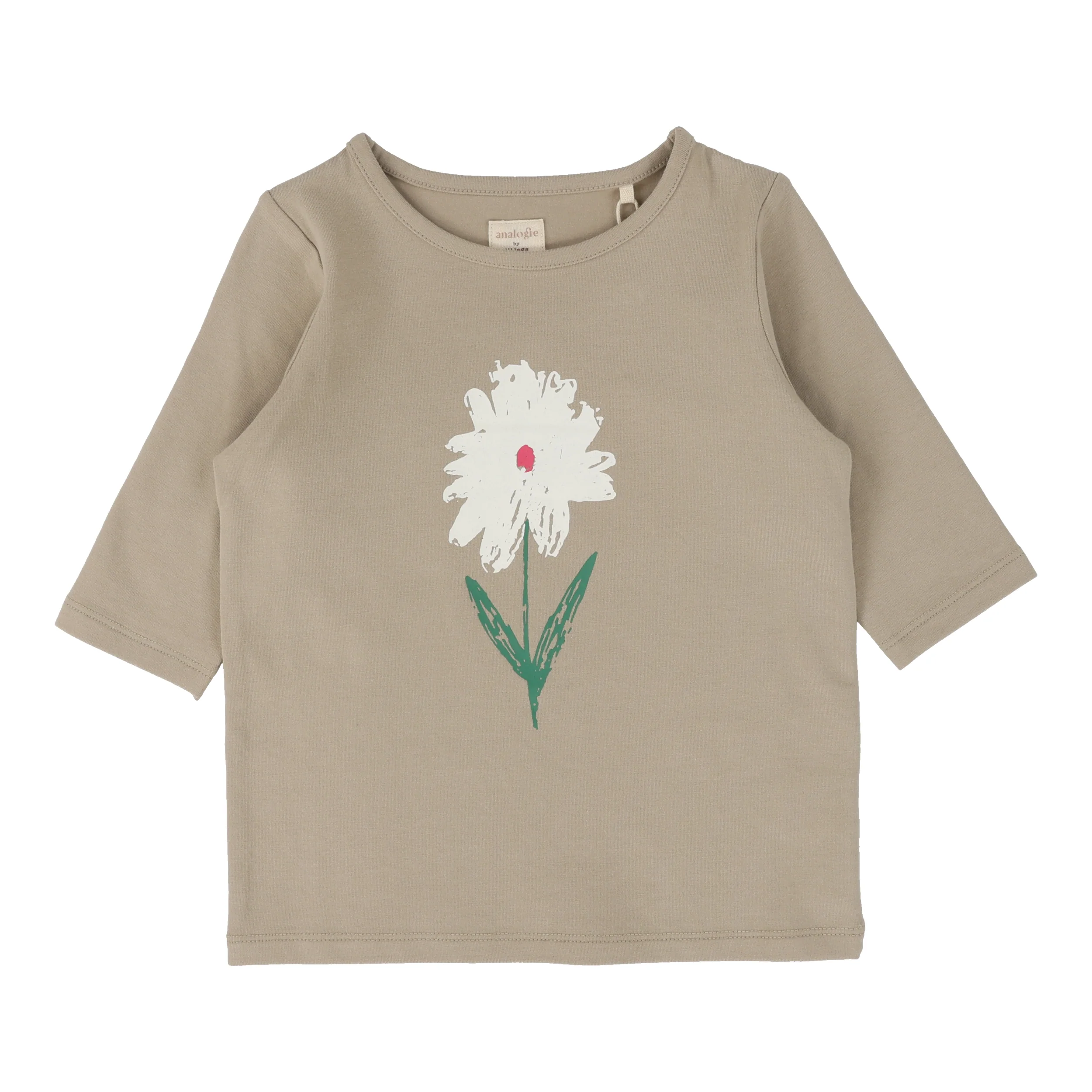 Lil Legs Flower Tee Long Sleeve - Taupe