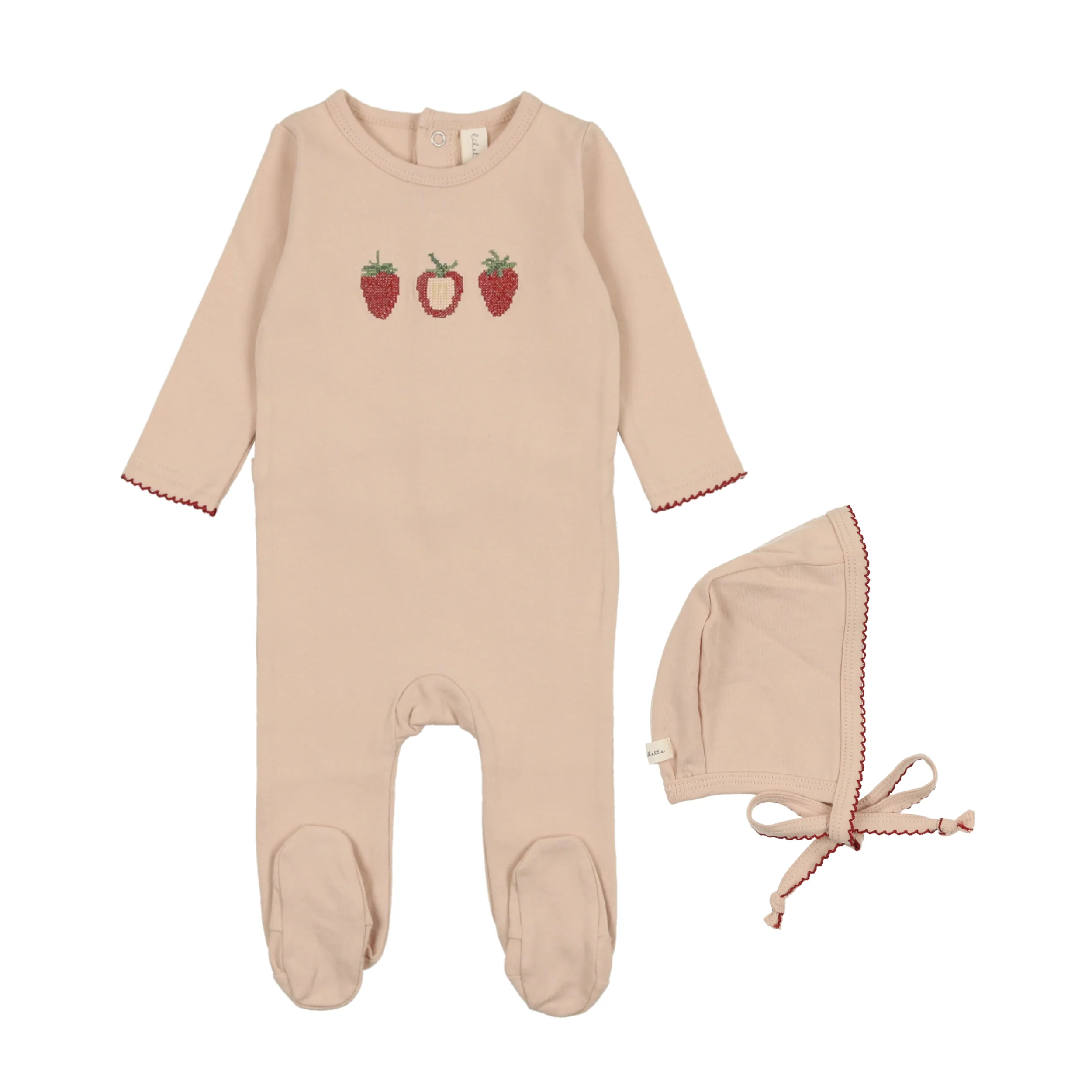 Lil Legs Fruit Footie & Bonnet - Peach/Strawberry