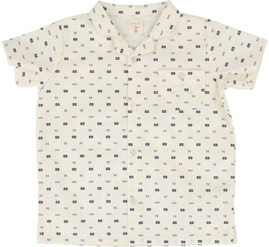 Lil Legs Geometric Collar Shirt - Cream
