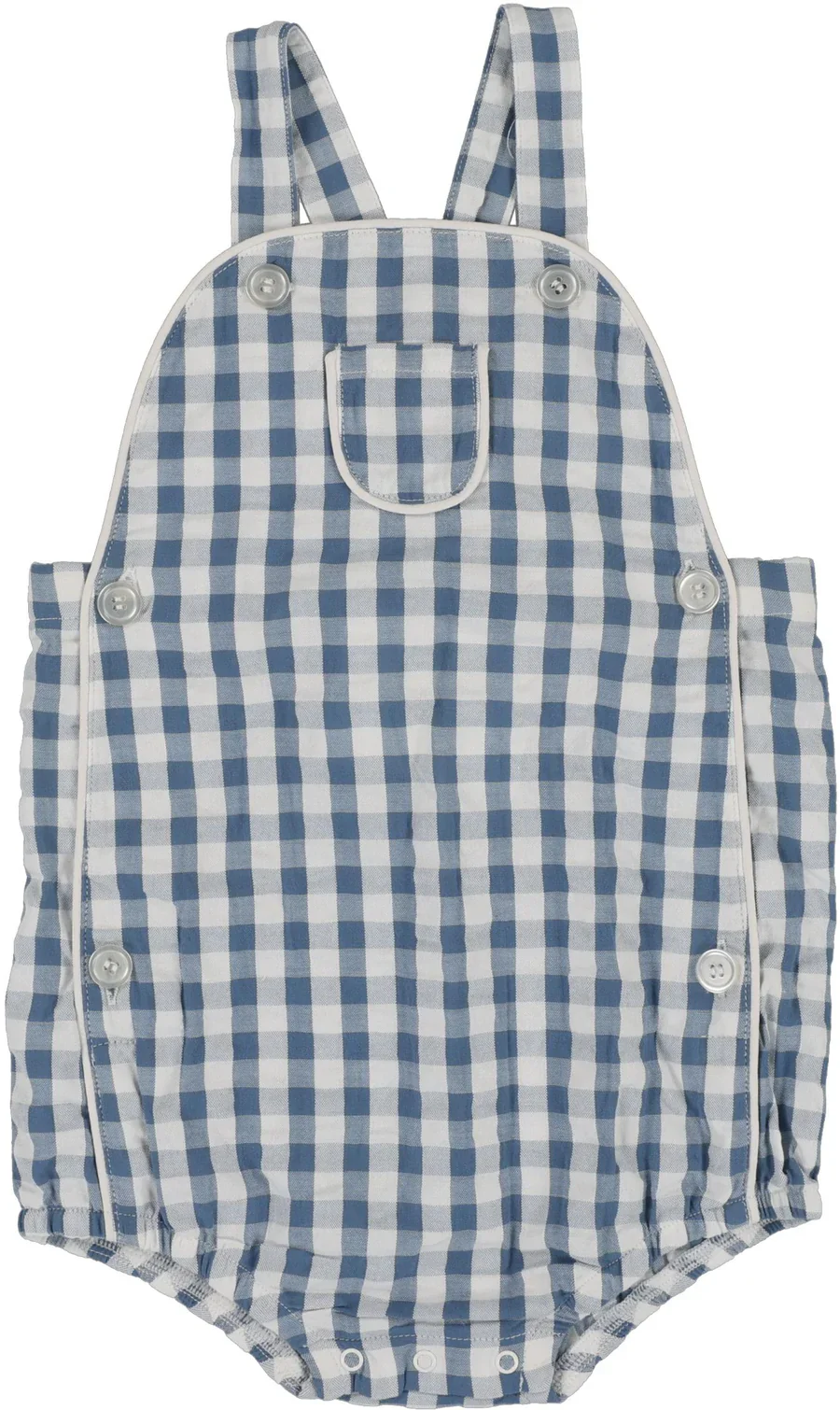 Lil Legs Gingham Suspender Romper - Bright Blue