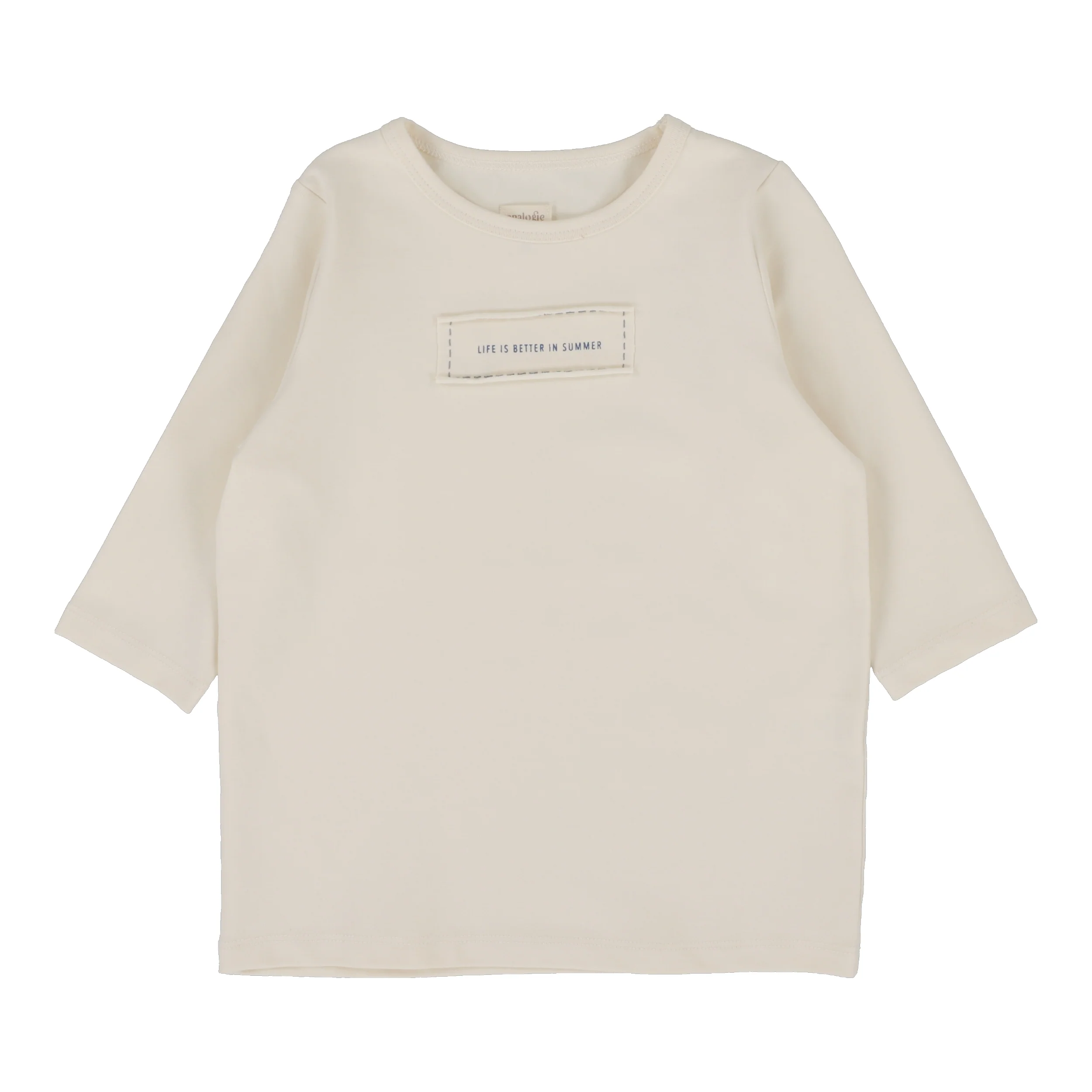 Lil Legs Girl Patch Tee Three Quarter Sleeve - Natural