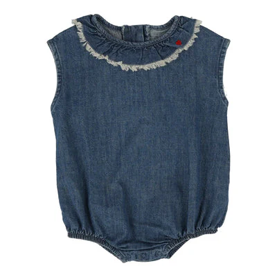 Lil Legs - Girls Fringe Romper - Dark Wash