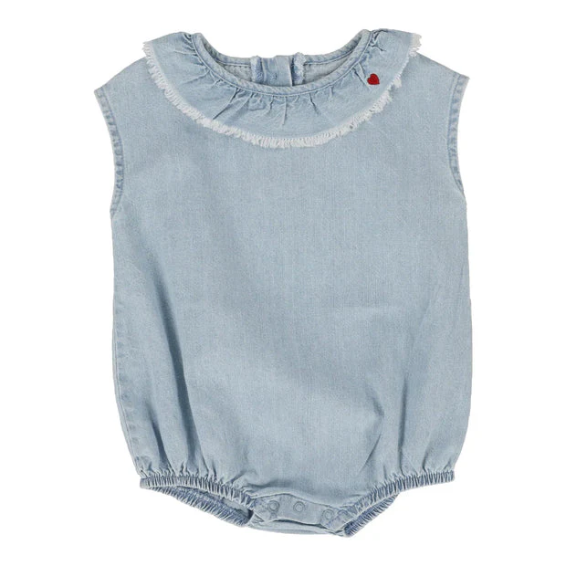 Lil Legs - Girls Fringe Romper - Light Wash