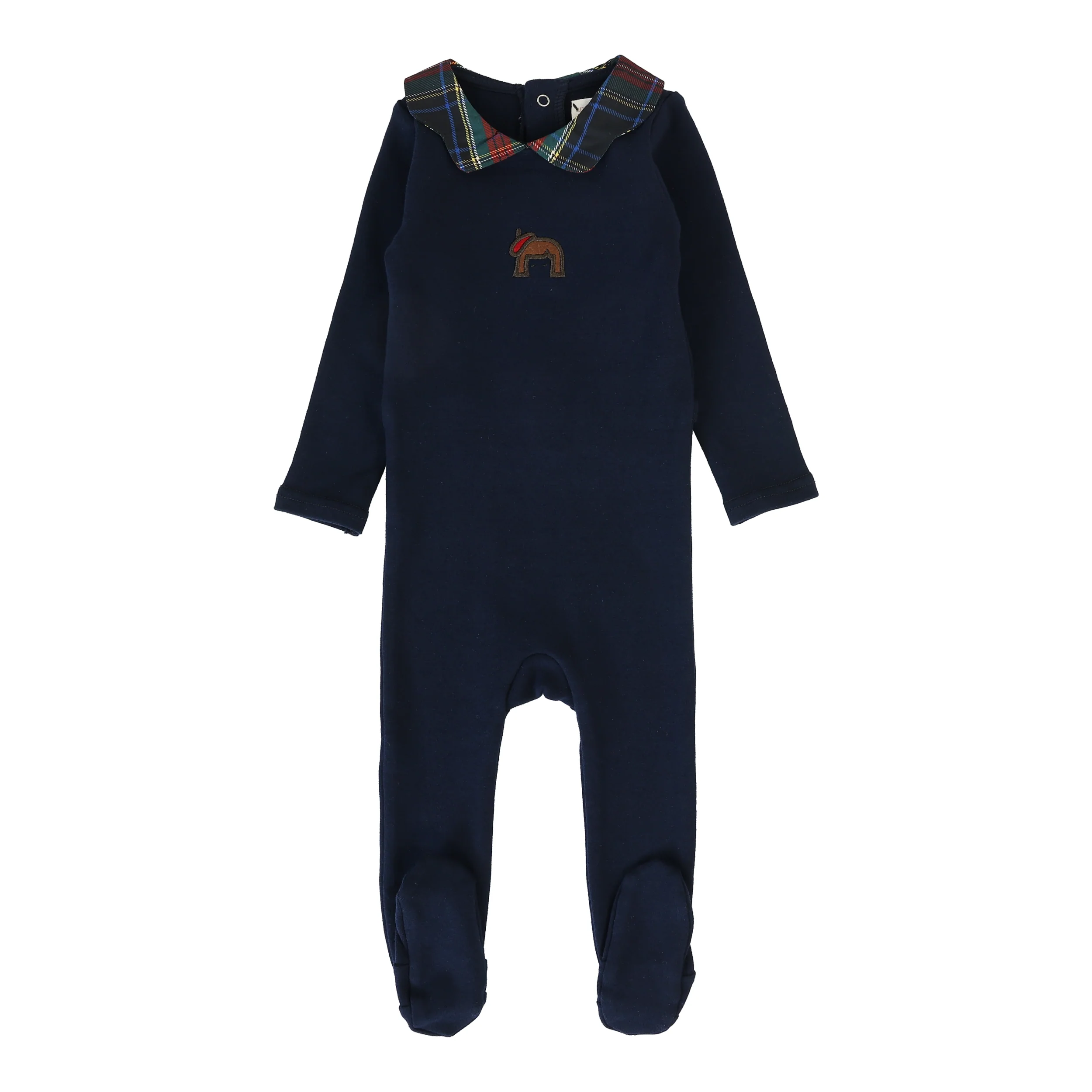 Lil Legs Girls Plaid Footie - Navy
