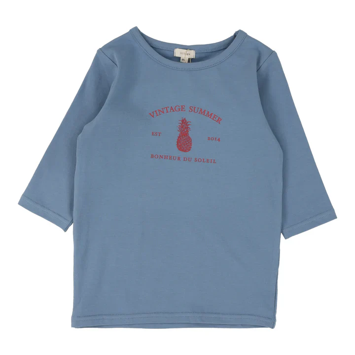 Lil Legs Girls Print Tee 3/4 Sleeve - Blue
