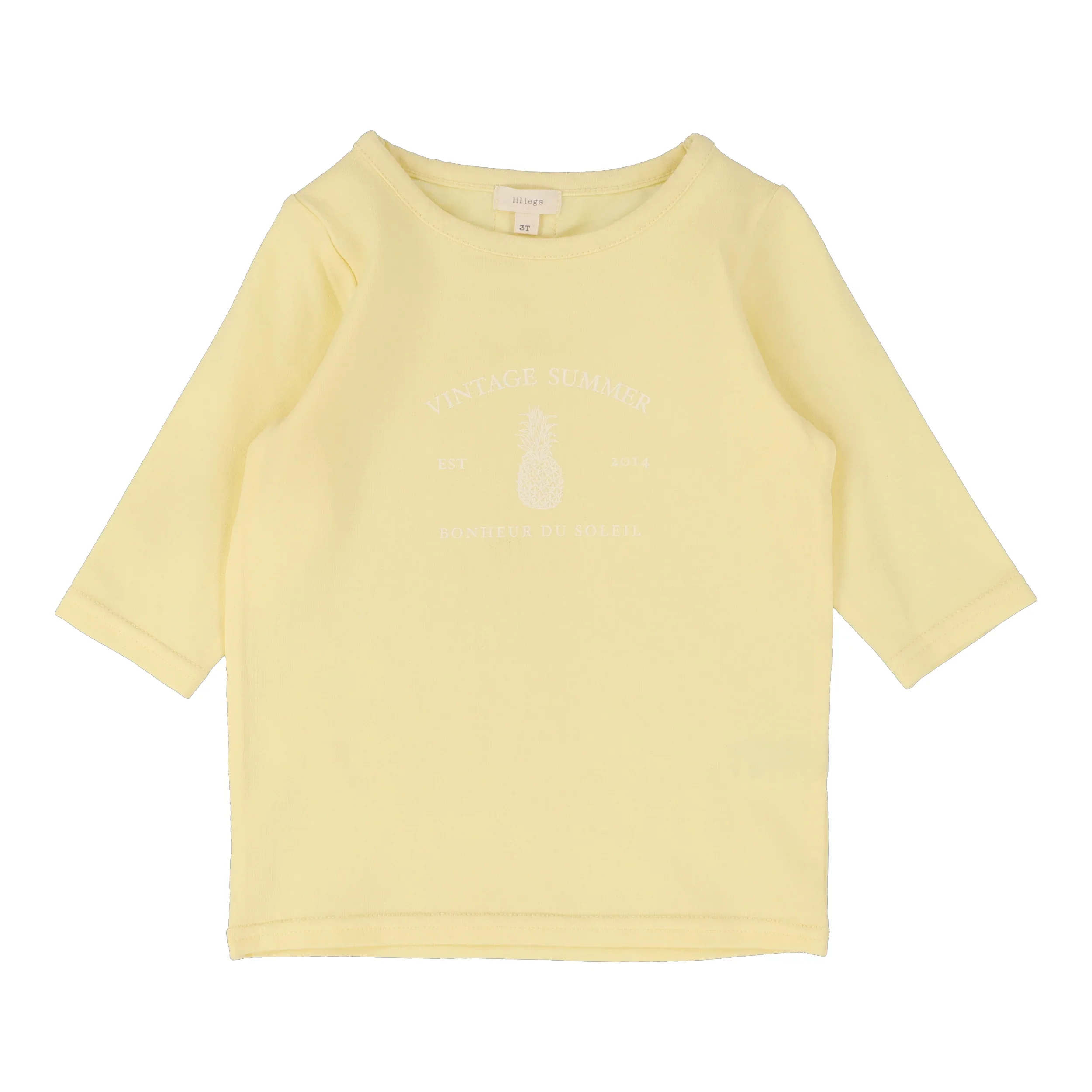 Lil Legs Girls Print Tee 3/4 Sleeve - Yellow
